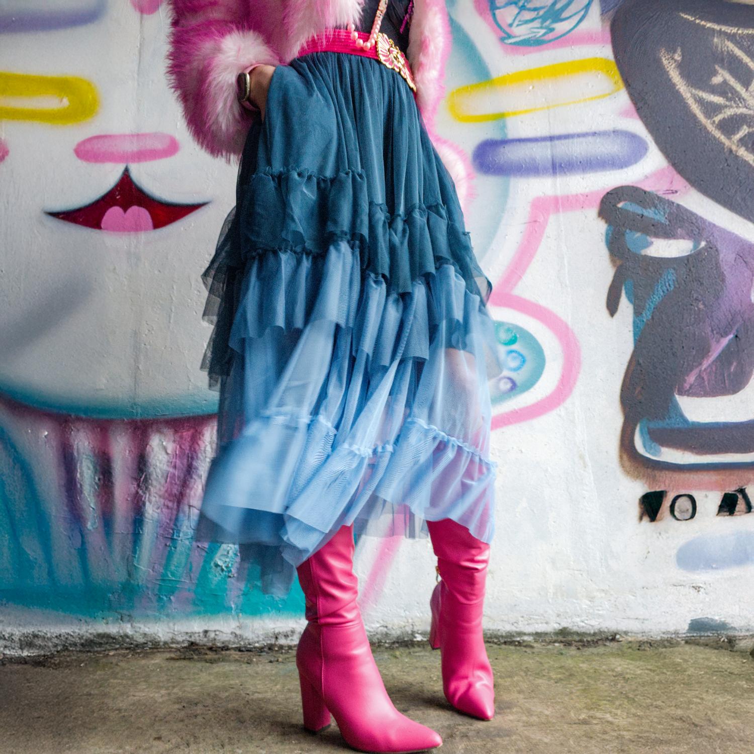 Mesh-Maxirock - Blue Ombre