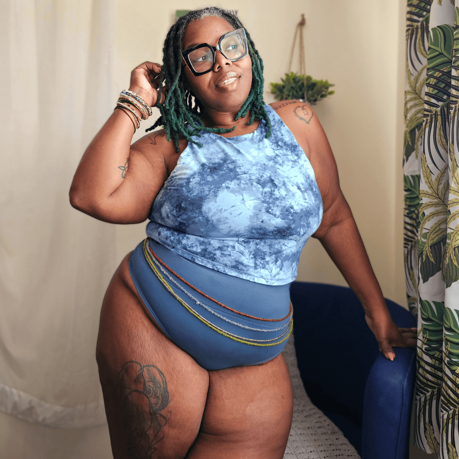 Bio-Baumwolle Cheeky High Leg Slips-  Denim