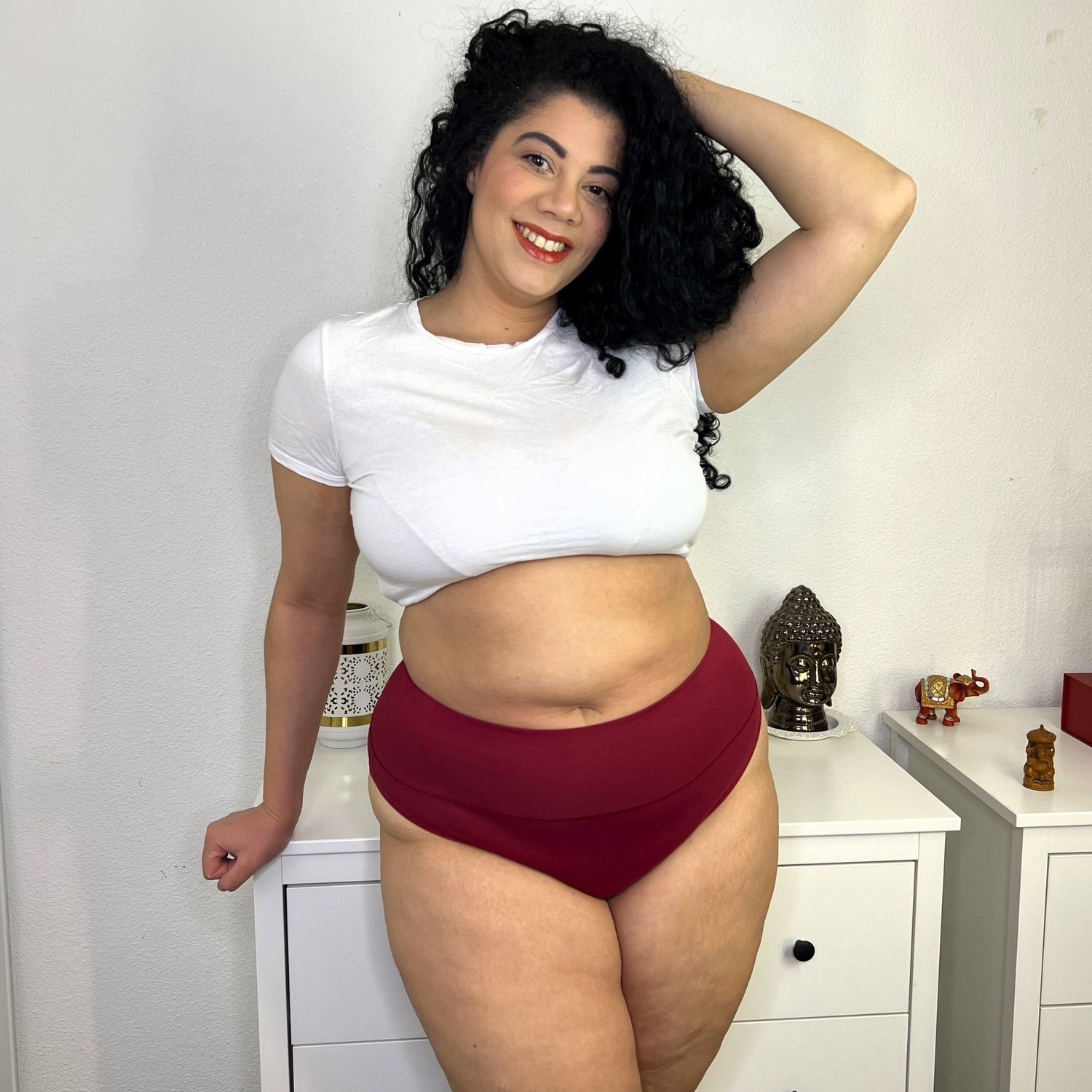 Bio-Baumwolle Super High Leg Slips - Blutrot