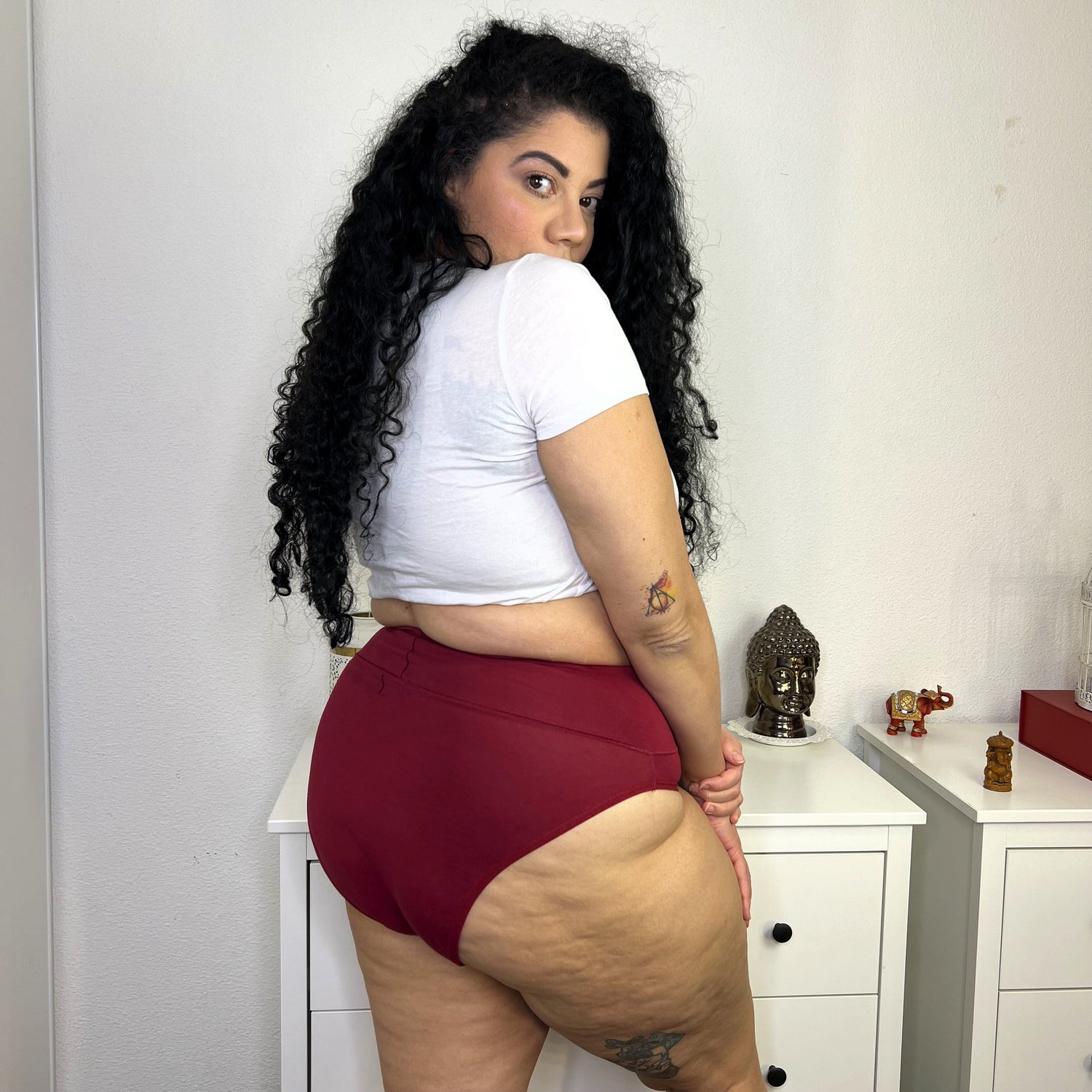 Bio-Baumwolle Super High Leg Slips - Blutrot