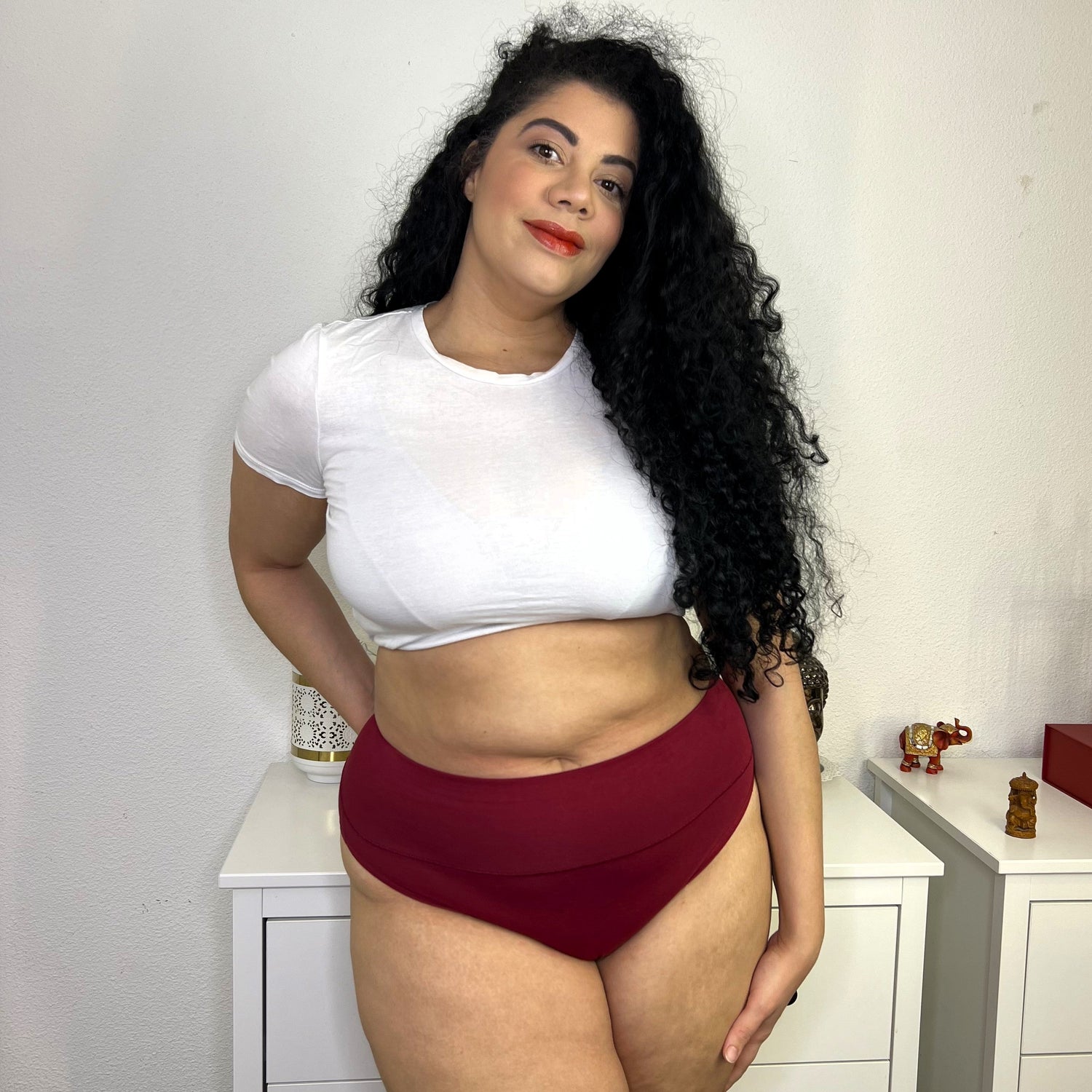 Bio-Baumwolle Super High Leg Slips - Blutrot