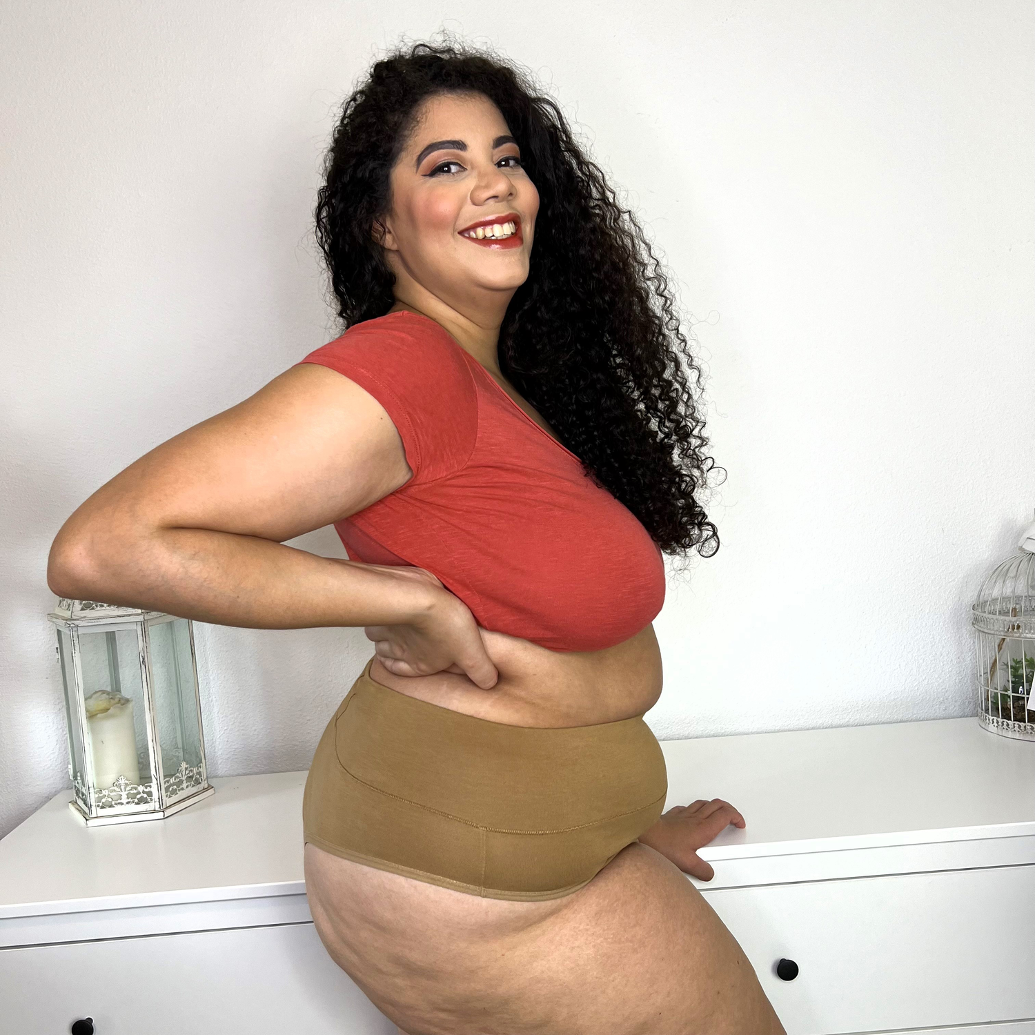 Bio-Baumwolle Cheeky High Leg Slips- Caramel