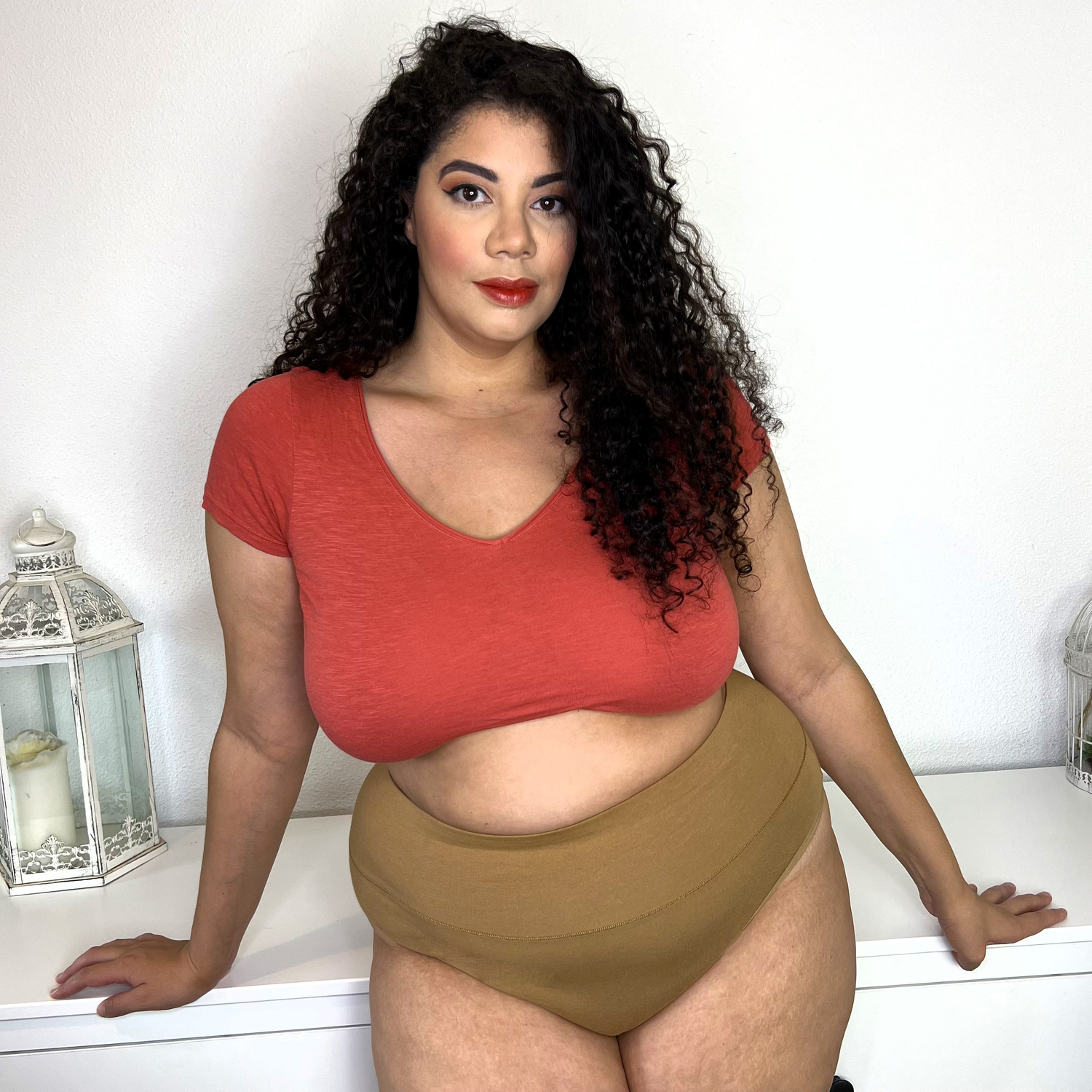 Bio-Baumwolle Cheeky High Leg Slips- Caramel