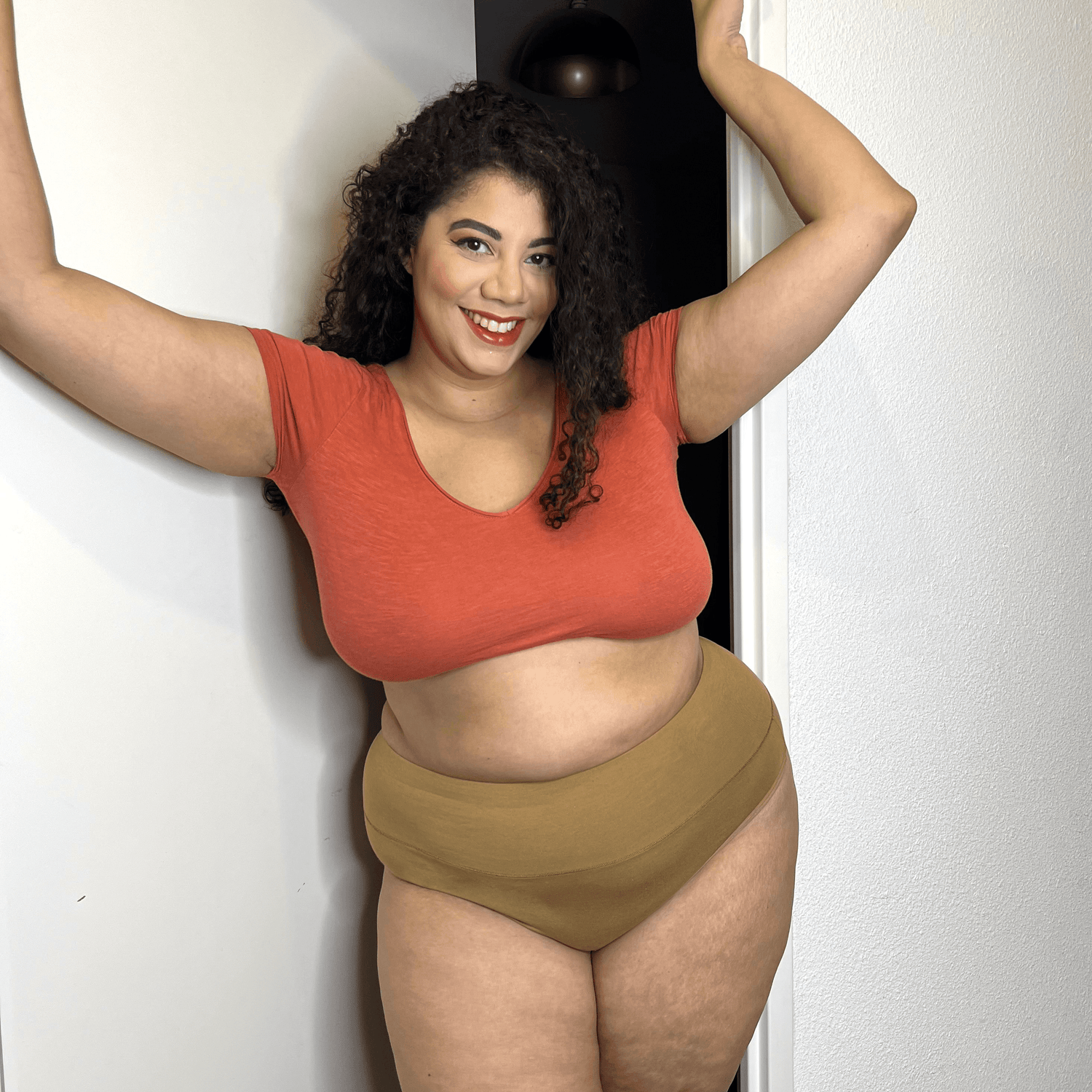 Ekologisk bomull Cheeky High Leg Briefs- Caramel