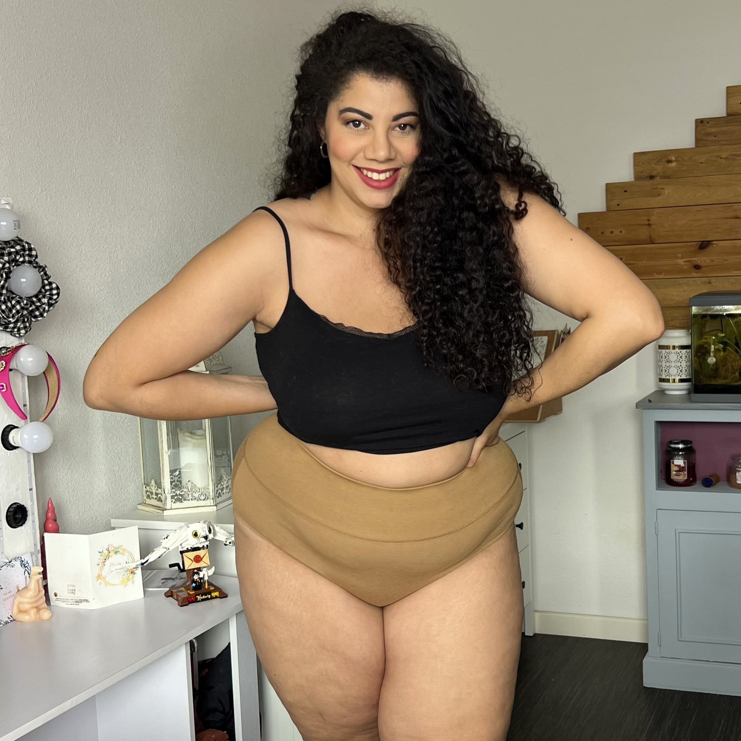 Pełne majtki z bawełny organicznej - karmel