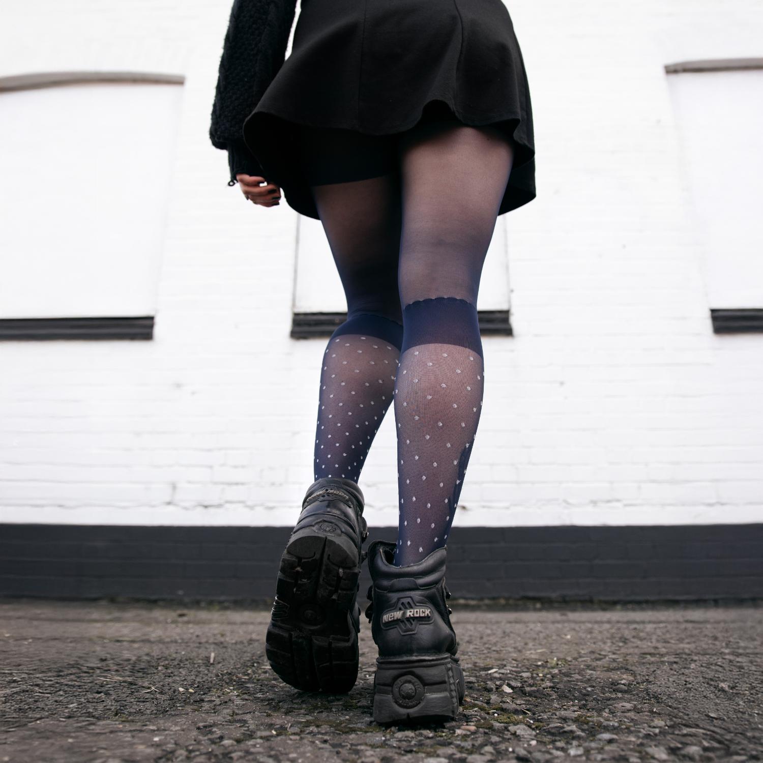 Seoul Chic Strumpfhose in Overknee-Optik - MarineBlau