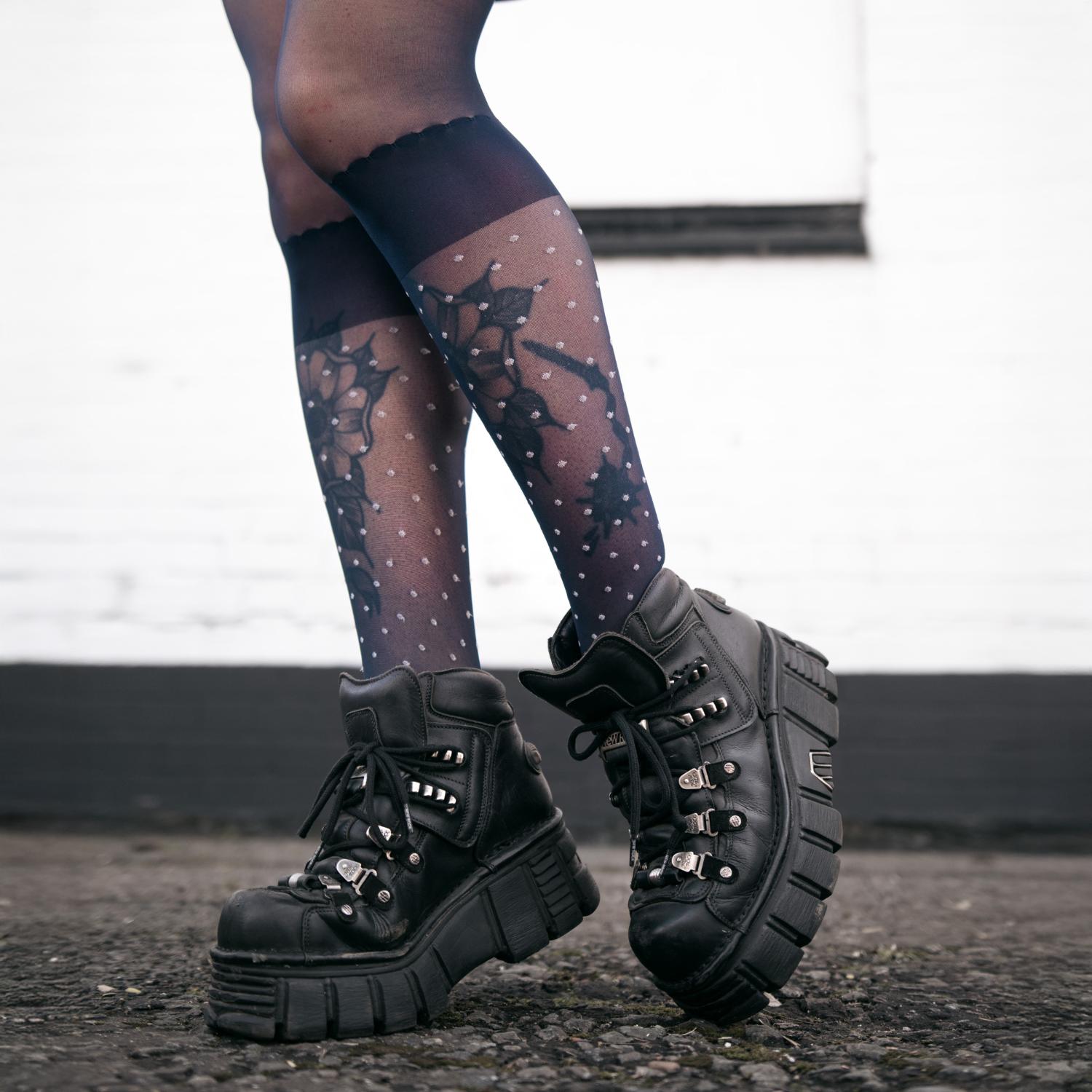 Seoul Chic Strumpfhose in Overknee-Optik - MarineBlau