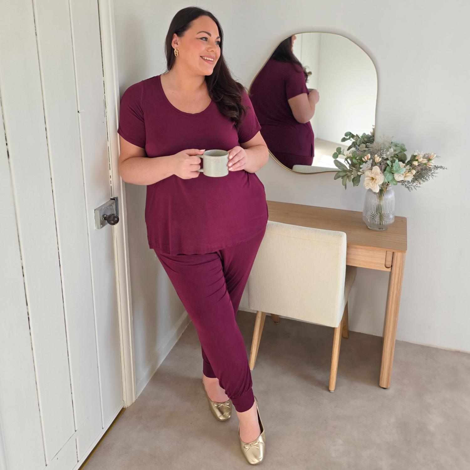 Bambus Lounge-T-Shirt - Cherry