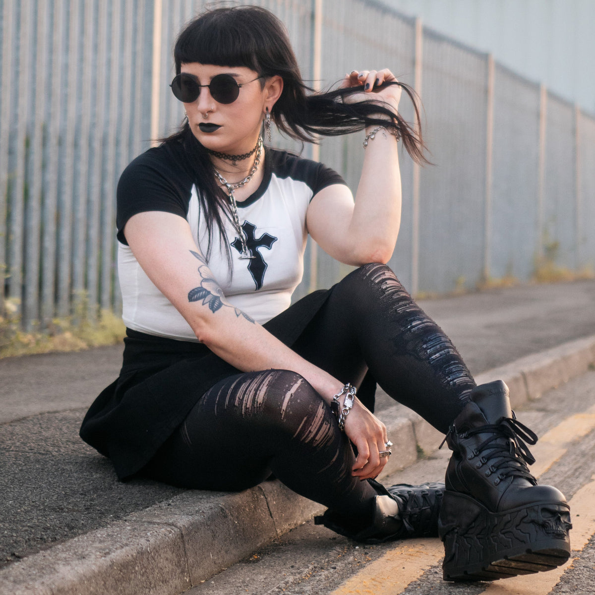 Mixed Denier Strumpfhose - Torn - Schwarz