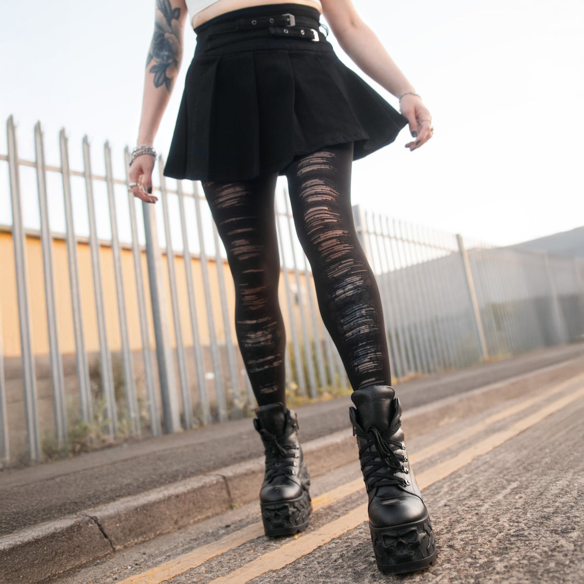 Mixed Denier Strumpfhose - Torn - Schwarz