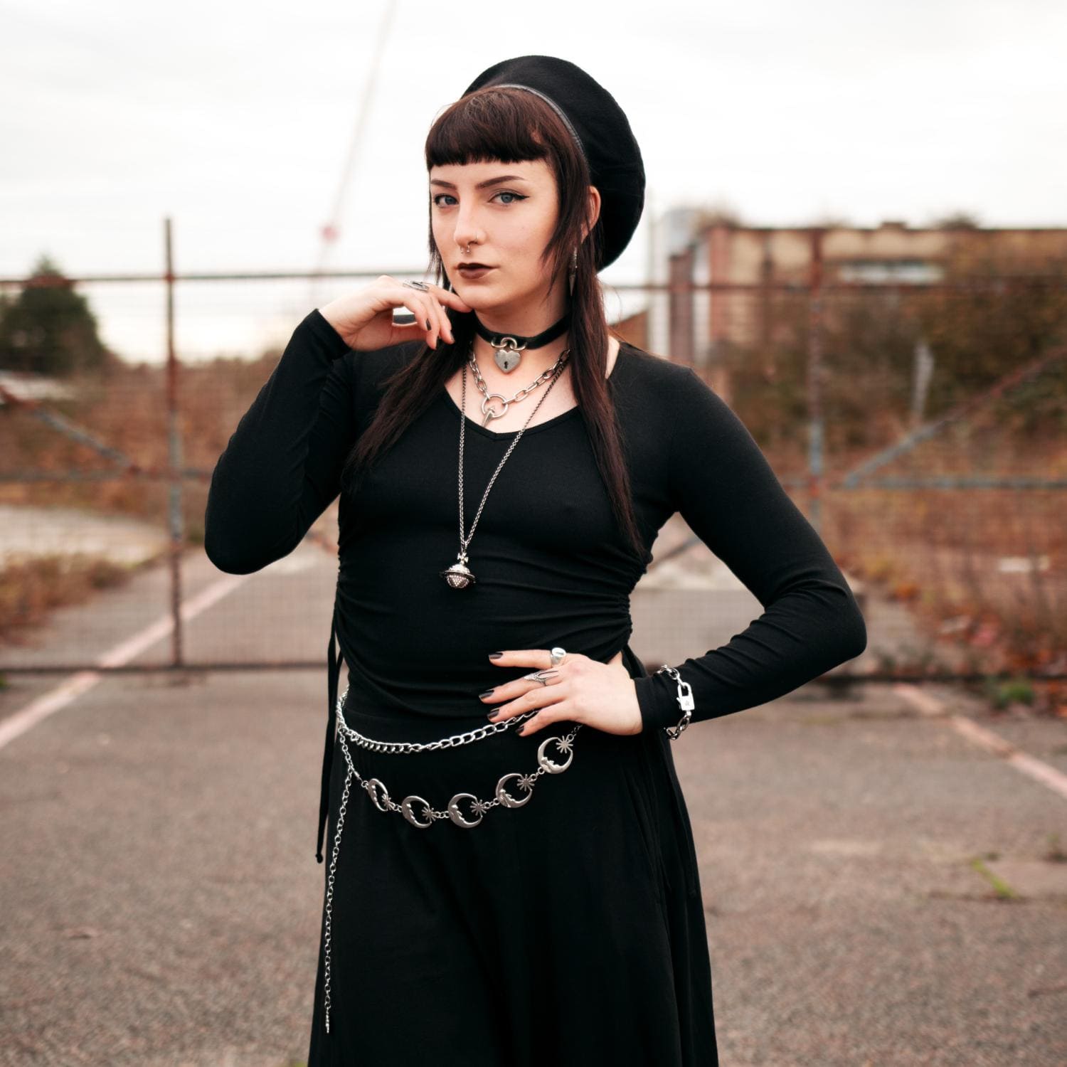 Gerafftes Ripp-Top – Schwarz