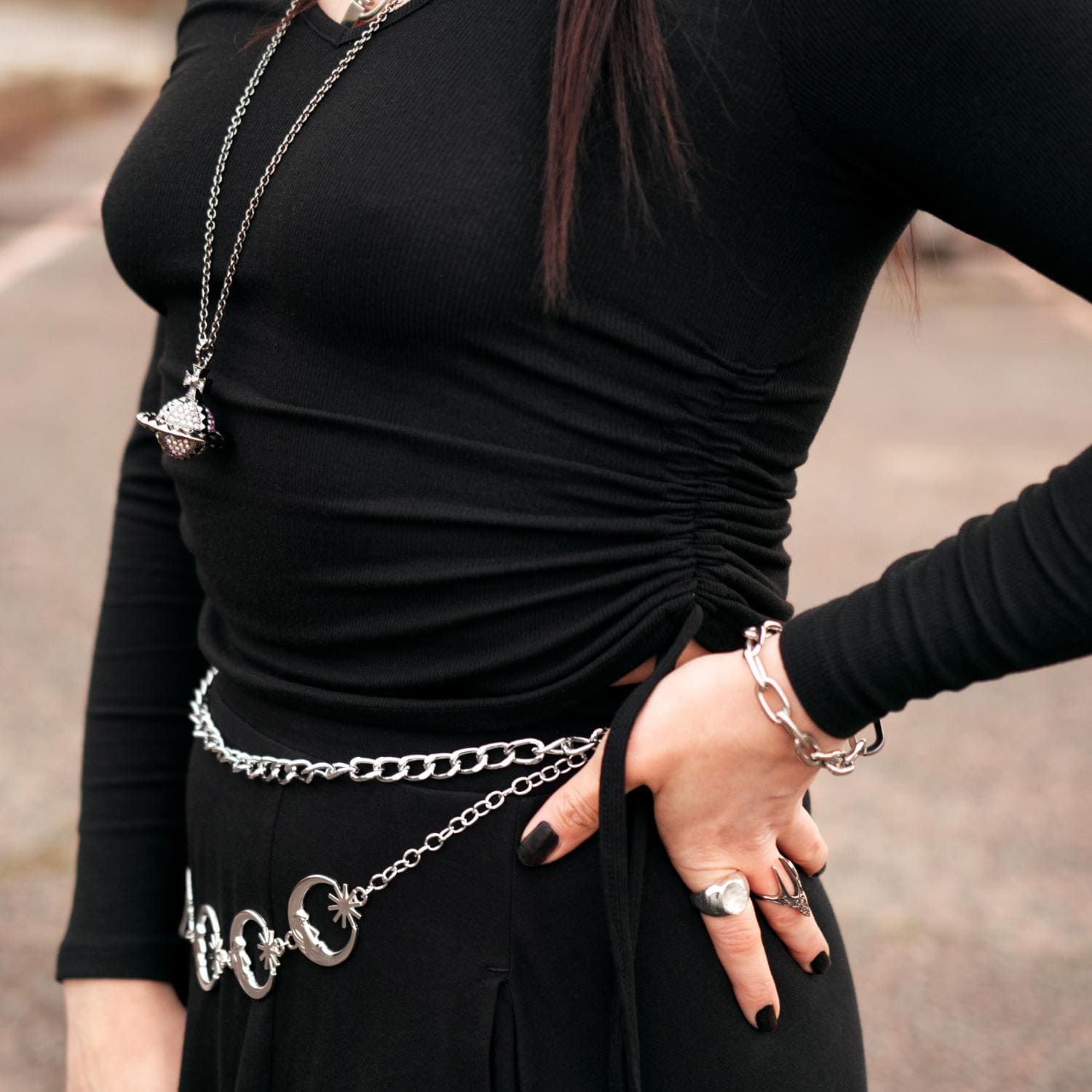 Gerafftes Ripp-Top – Schwarz