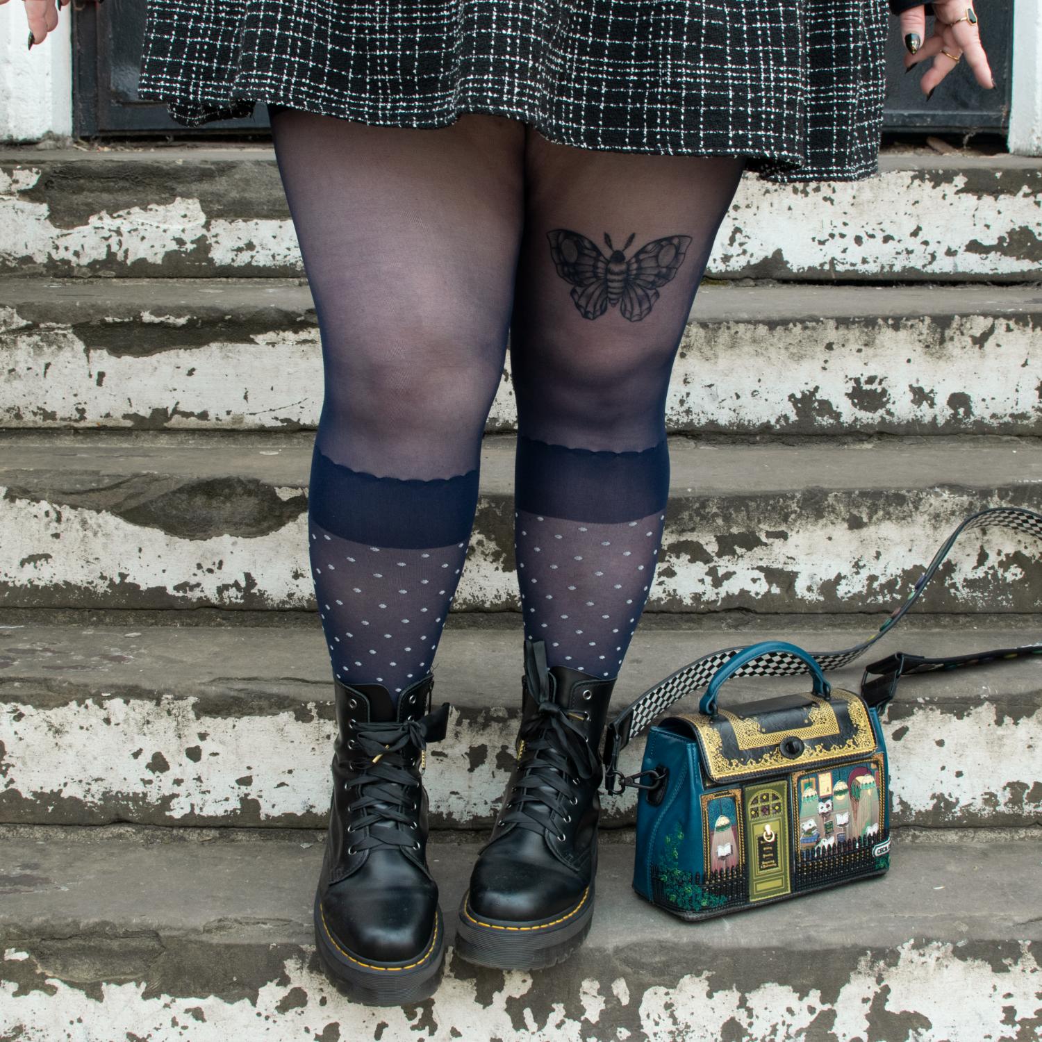 Seoul Chic Strumpfhose in Overknee-Optik - MarineBlau