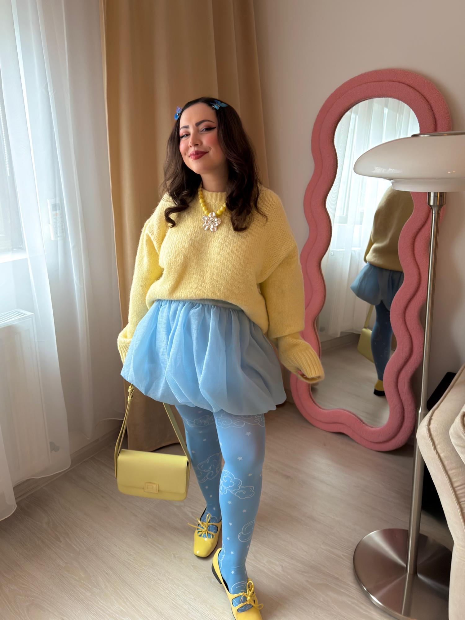 80 Denier blickdichte Strumpfhose - Woodcut Clouds