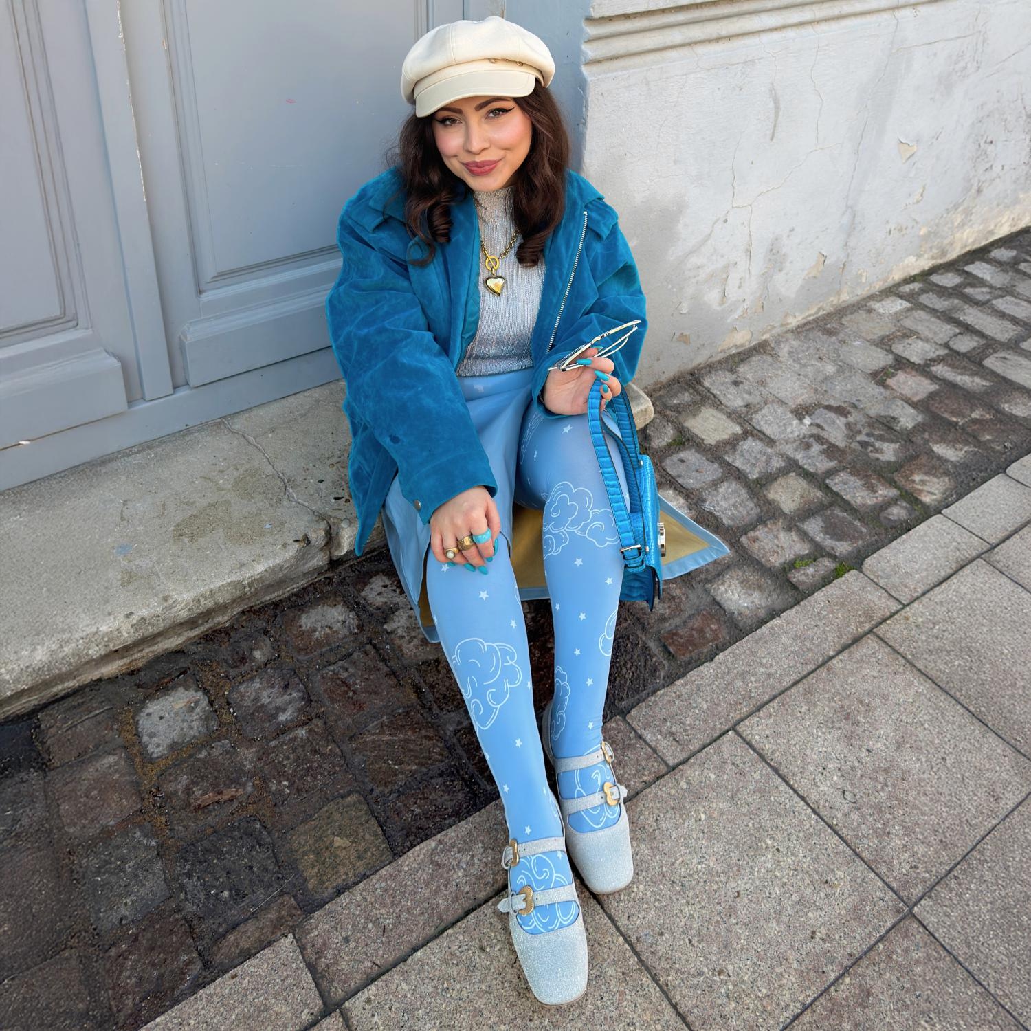 80 Denier blickdichte Strumpfhose - Woodcut Clouds