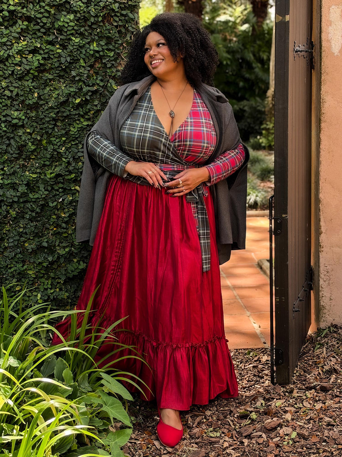 Jura Duo Plaid Wickeltop - Red / Green