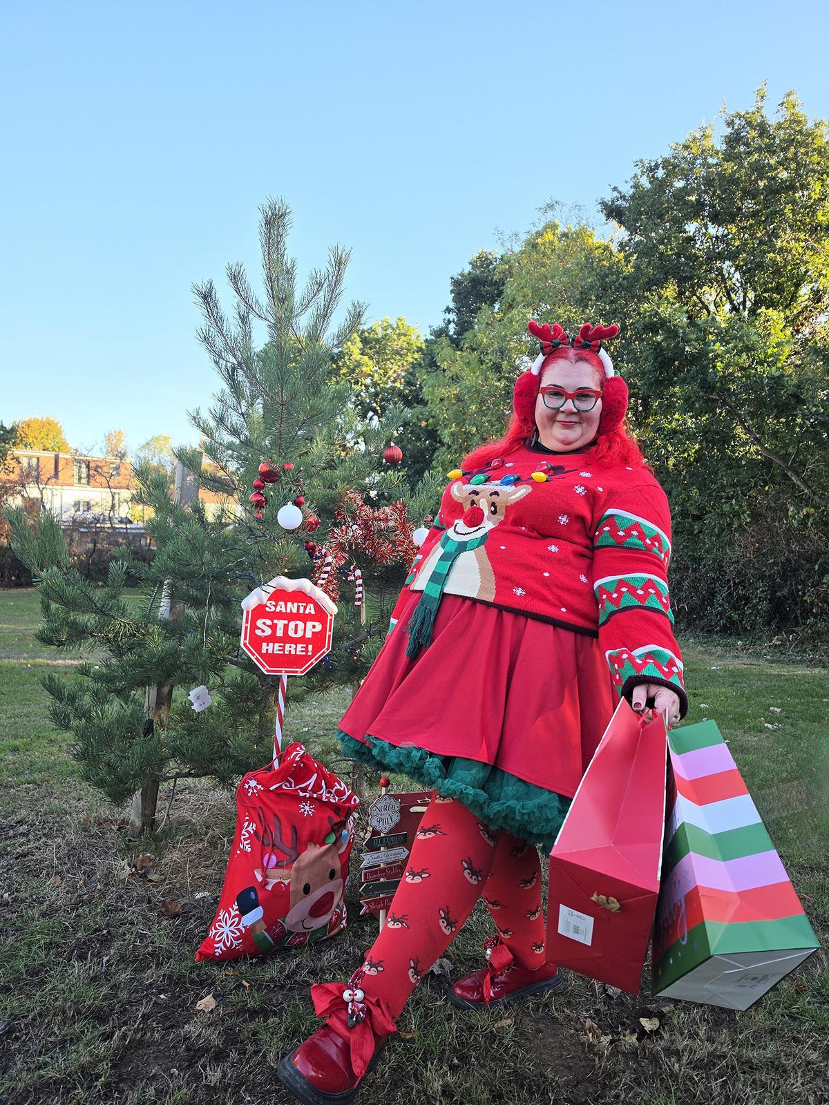 Deer Santa Strumpfhose - Lobster