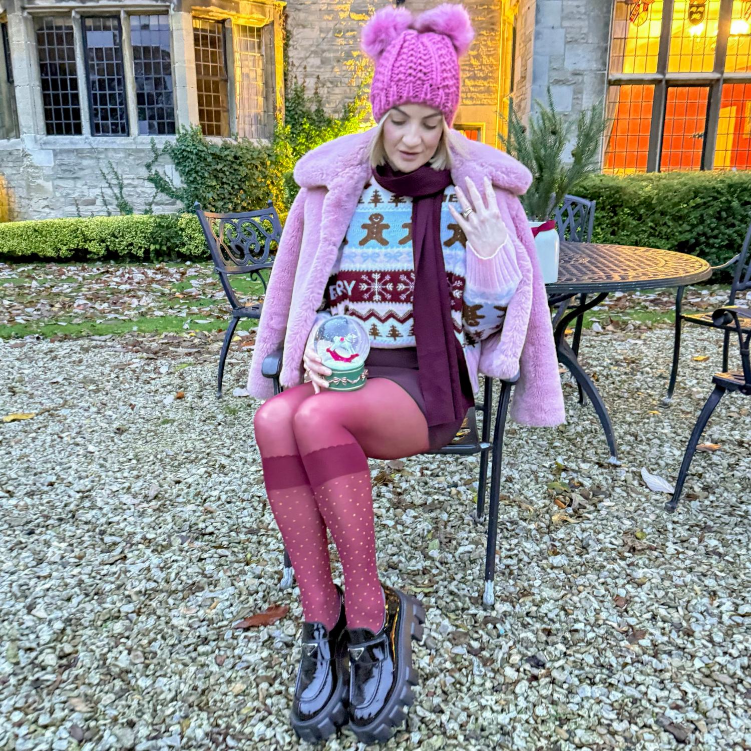 Seoul Chic Strumpfhose in Overknee-Optik - Burgunderrote