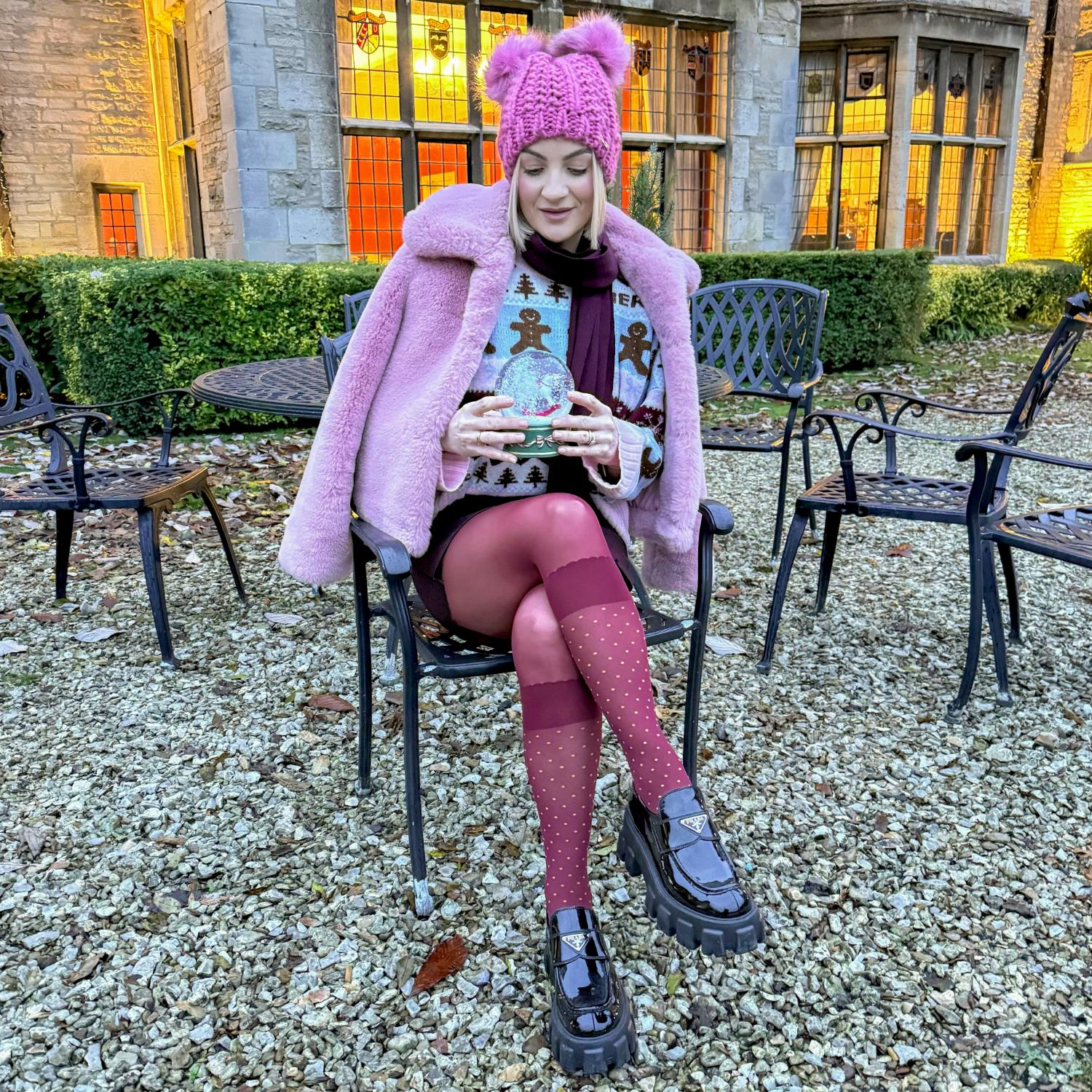 Seoul Chic Strumpfhose in Overknee-Optik - Burgunderrote