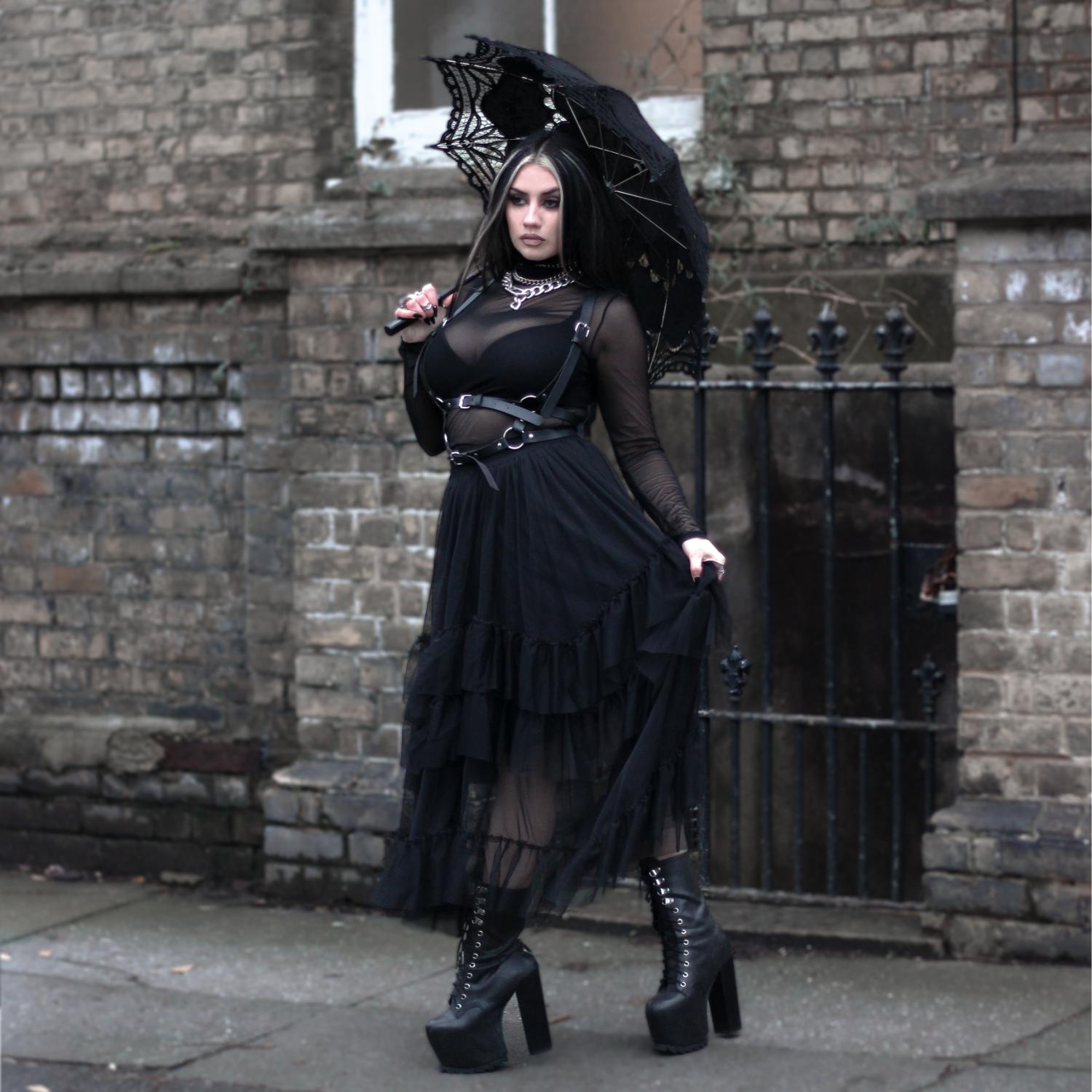 Mesh-Maxirock - Schwarz