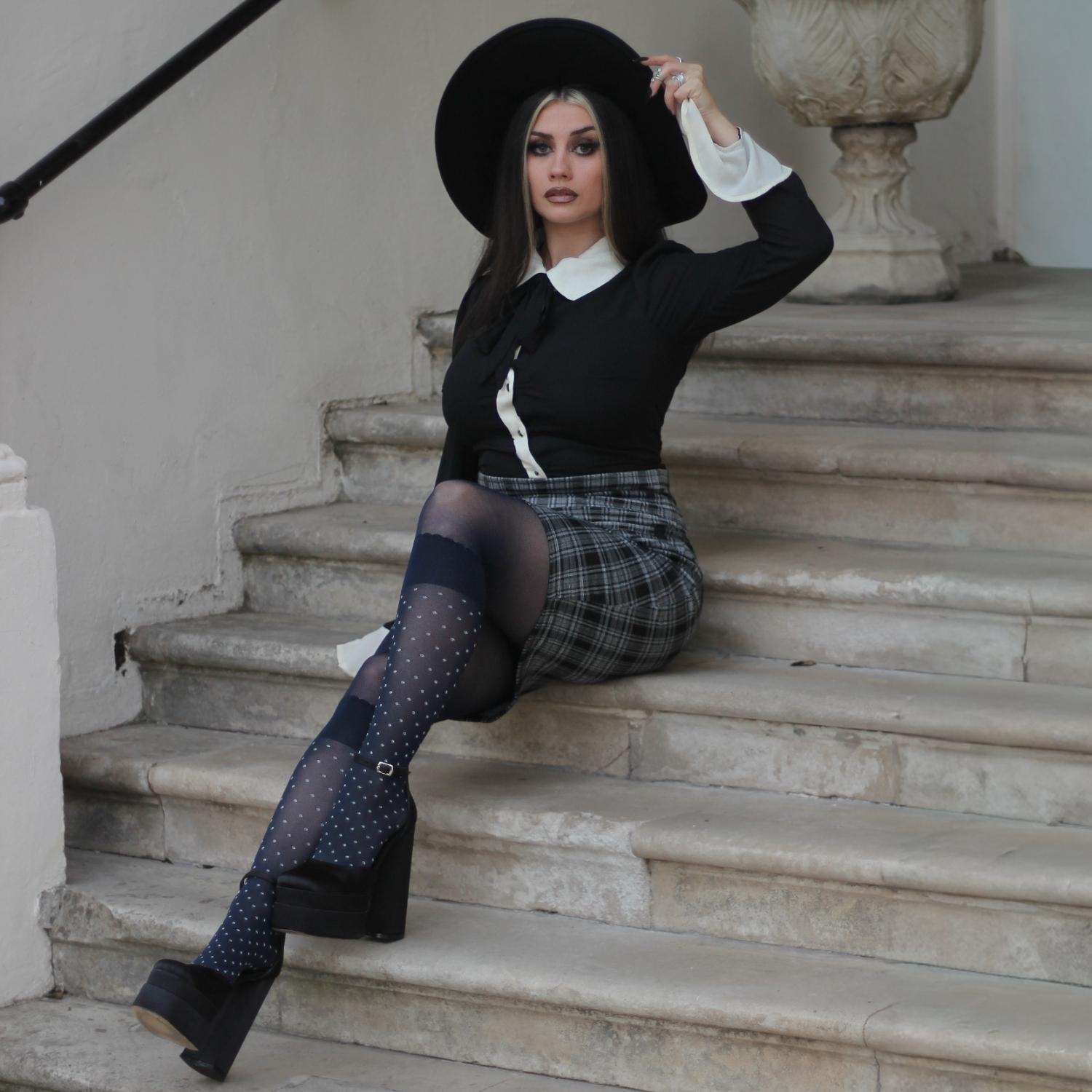 Seoul Chic Strumpfhose in Overknee-Optik - MarineBlau