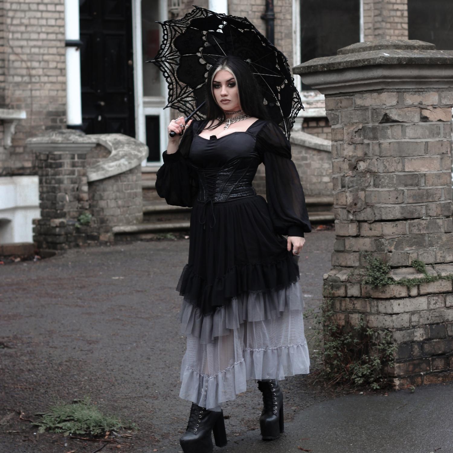 Mesh-Maxirock – Black Ombre