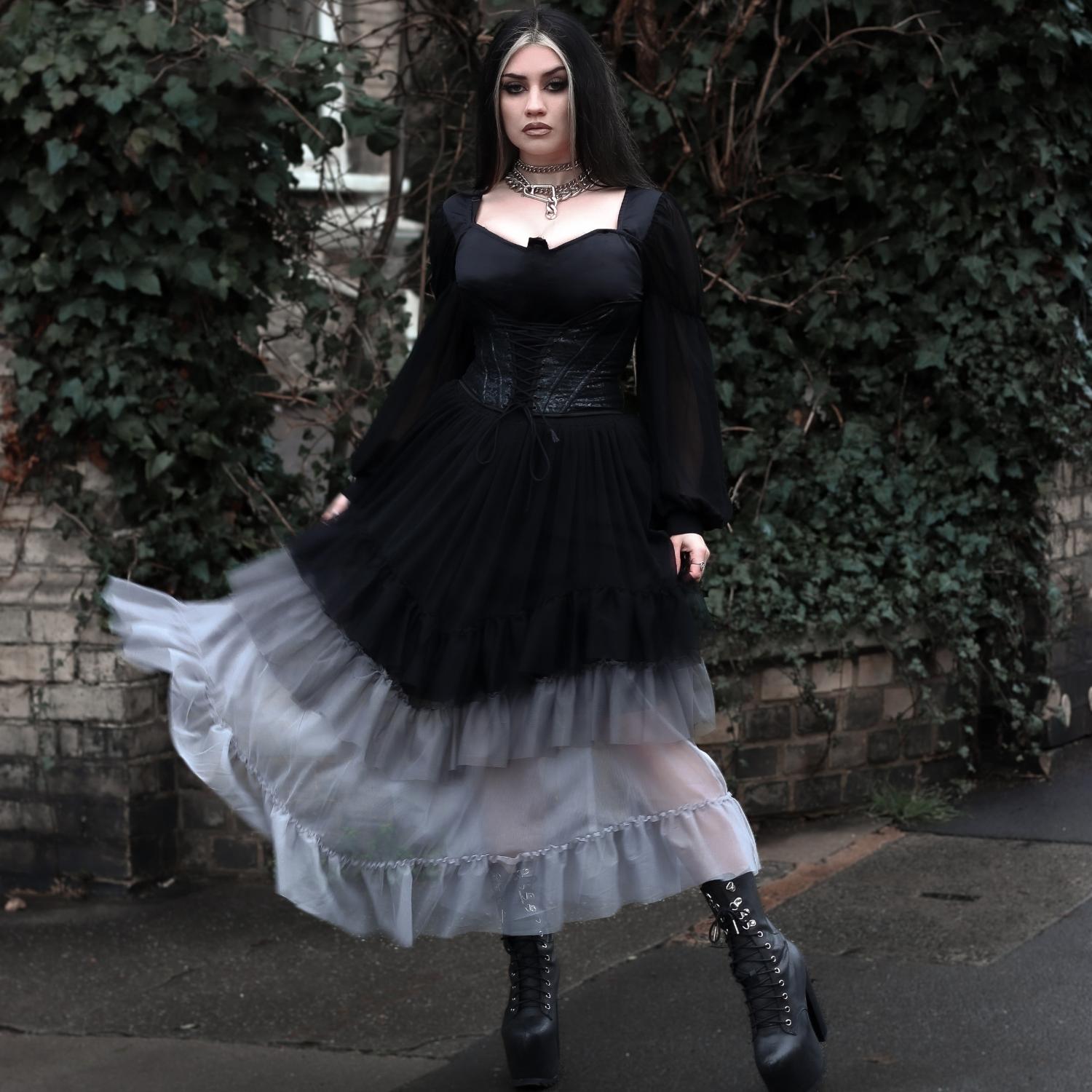 Mesh-Maxirock – Black Ombre