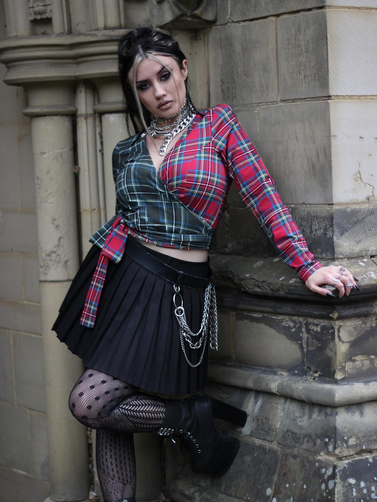 Jura Duo Plaid Wickeltop - Red / Green