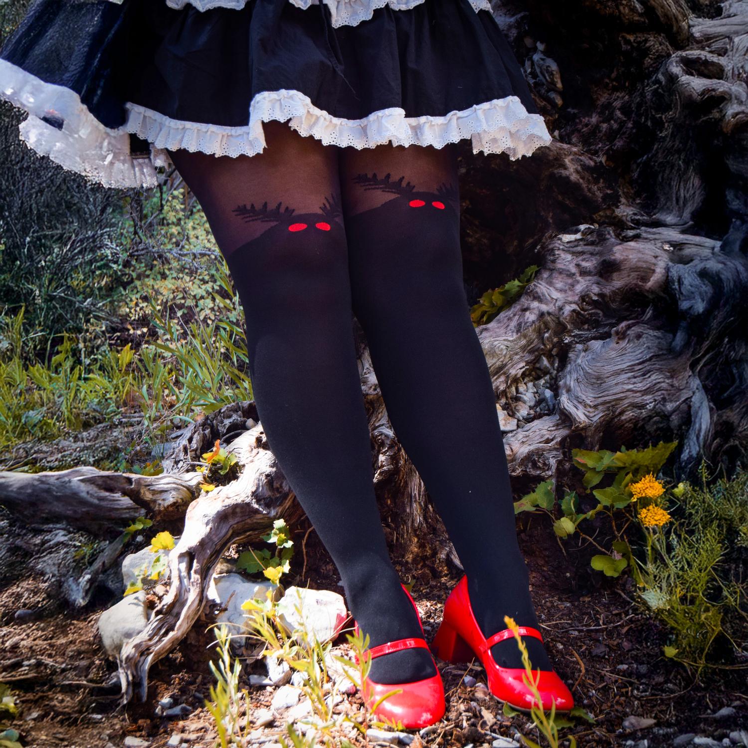 Halloween-Strumpfhose – Mothman – Schwarz