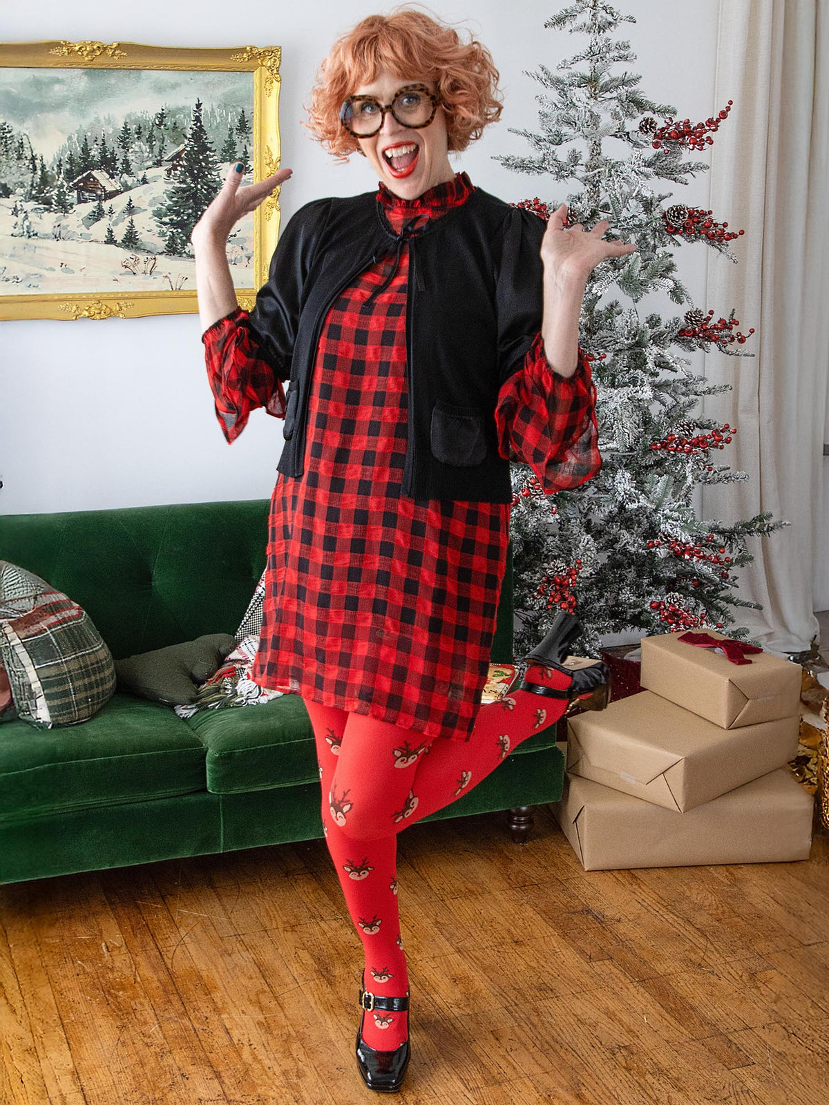 Deer Santa Strumpfhose - Lobster