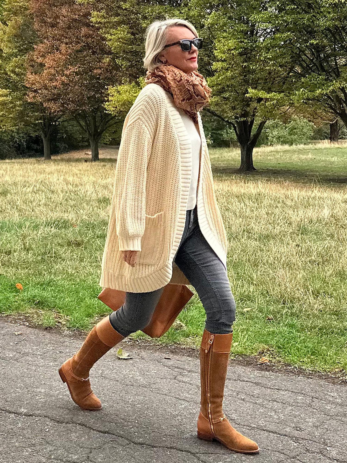 Chunky Baumwoll-Strickjacke – Creme