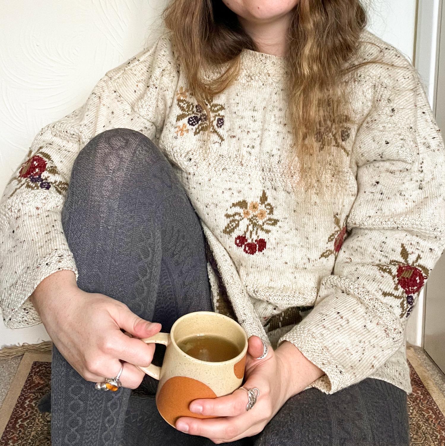 Grannies Zopfstrick Wollstrumpfhosen - Schiefergrau (V2)