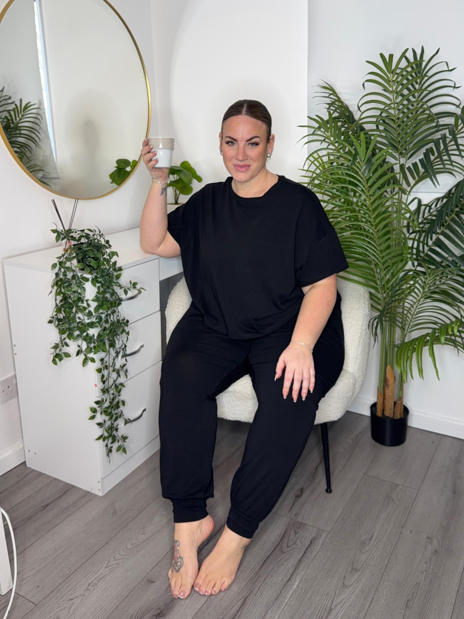 Bio-Baumwoll-Pyjamahose – Uni Schwarz