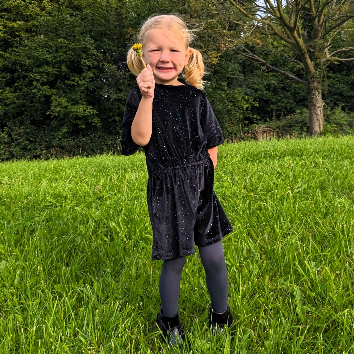 Barnstrumpbyxor - skiffergrå