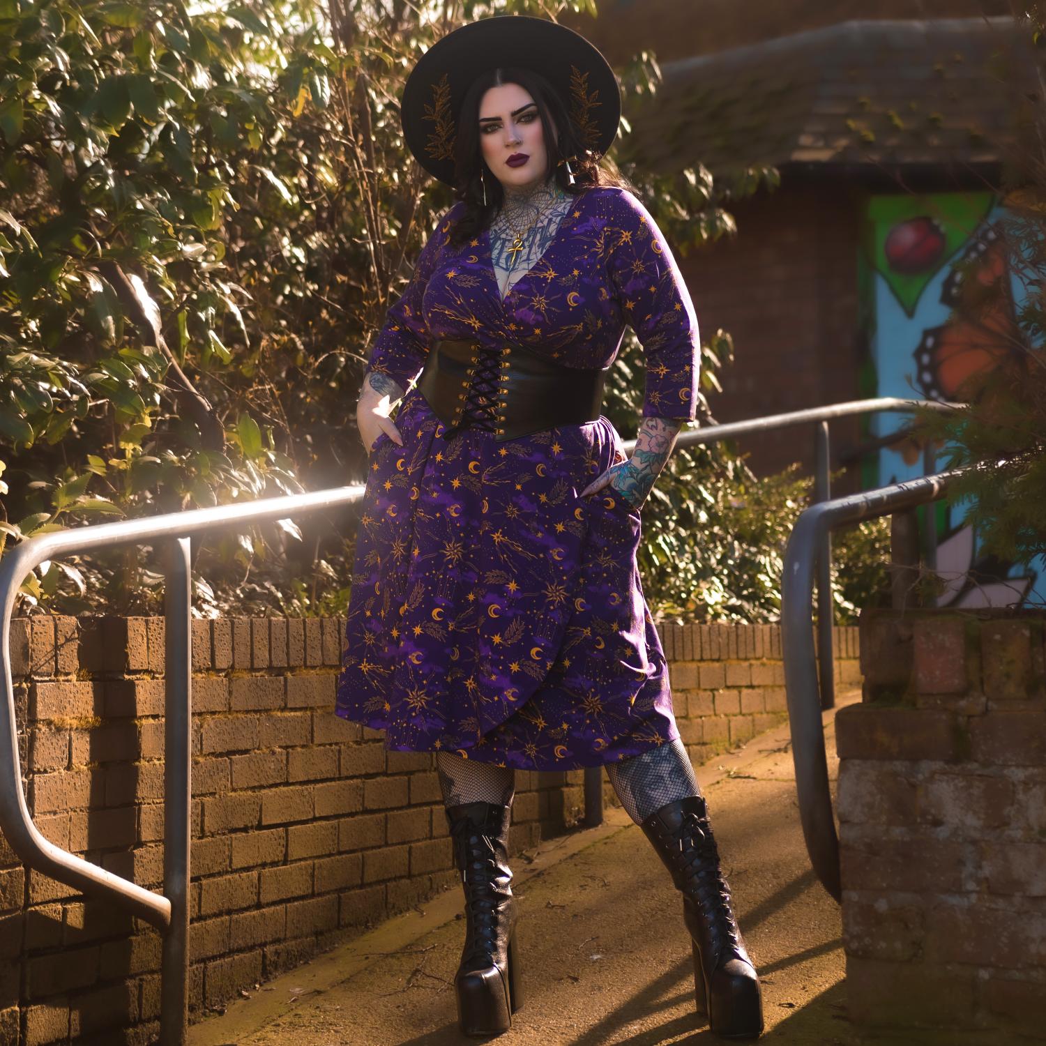 Celestial Wrap Dress - Lila / Gold