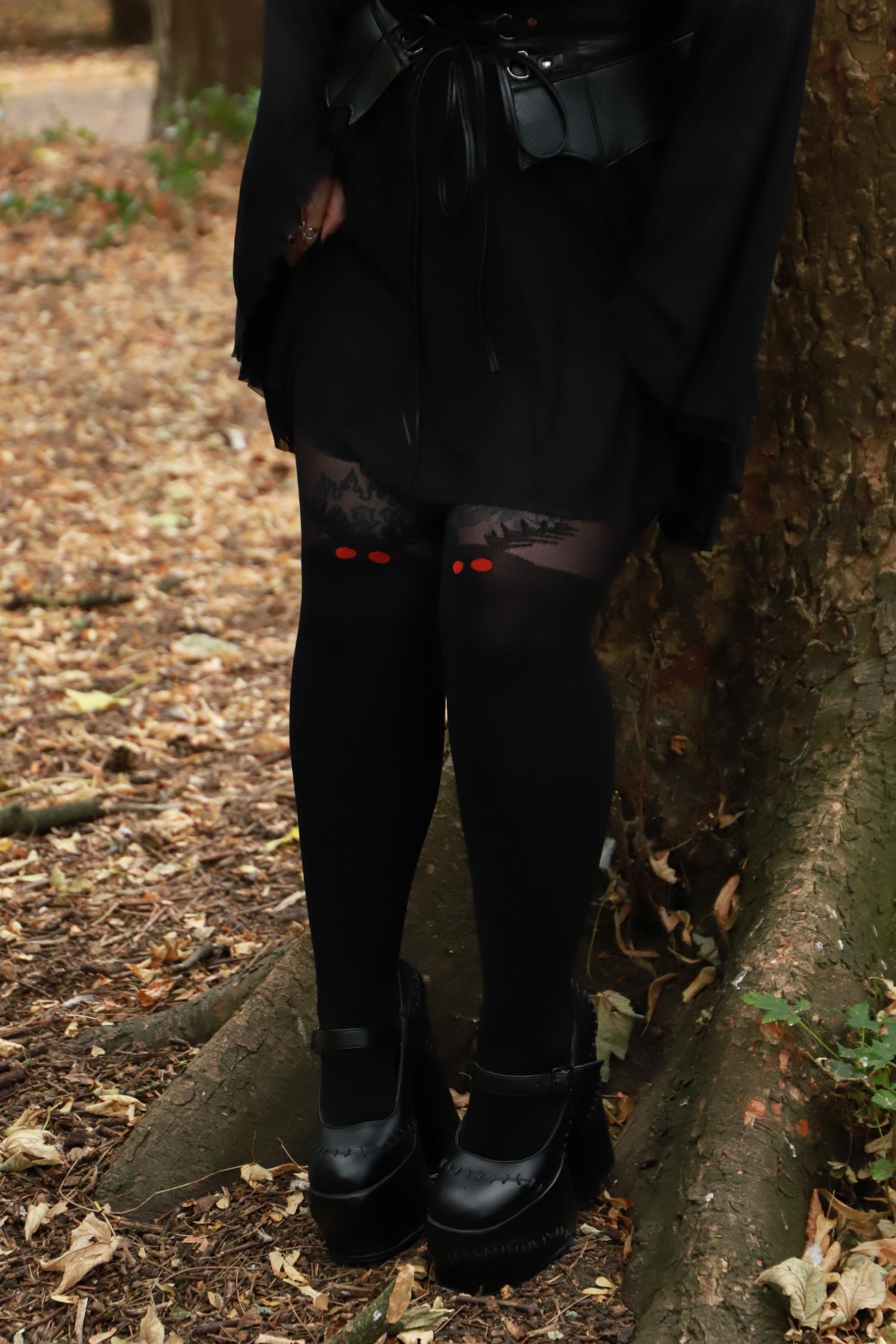 Halloween-Strumpfhose – Mothman – Schwarz