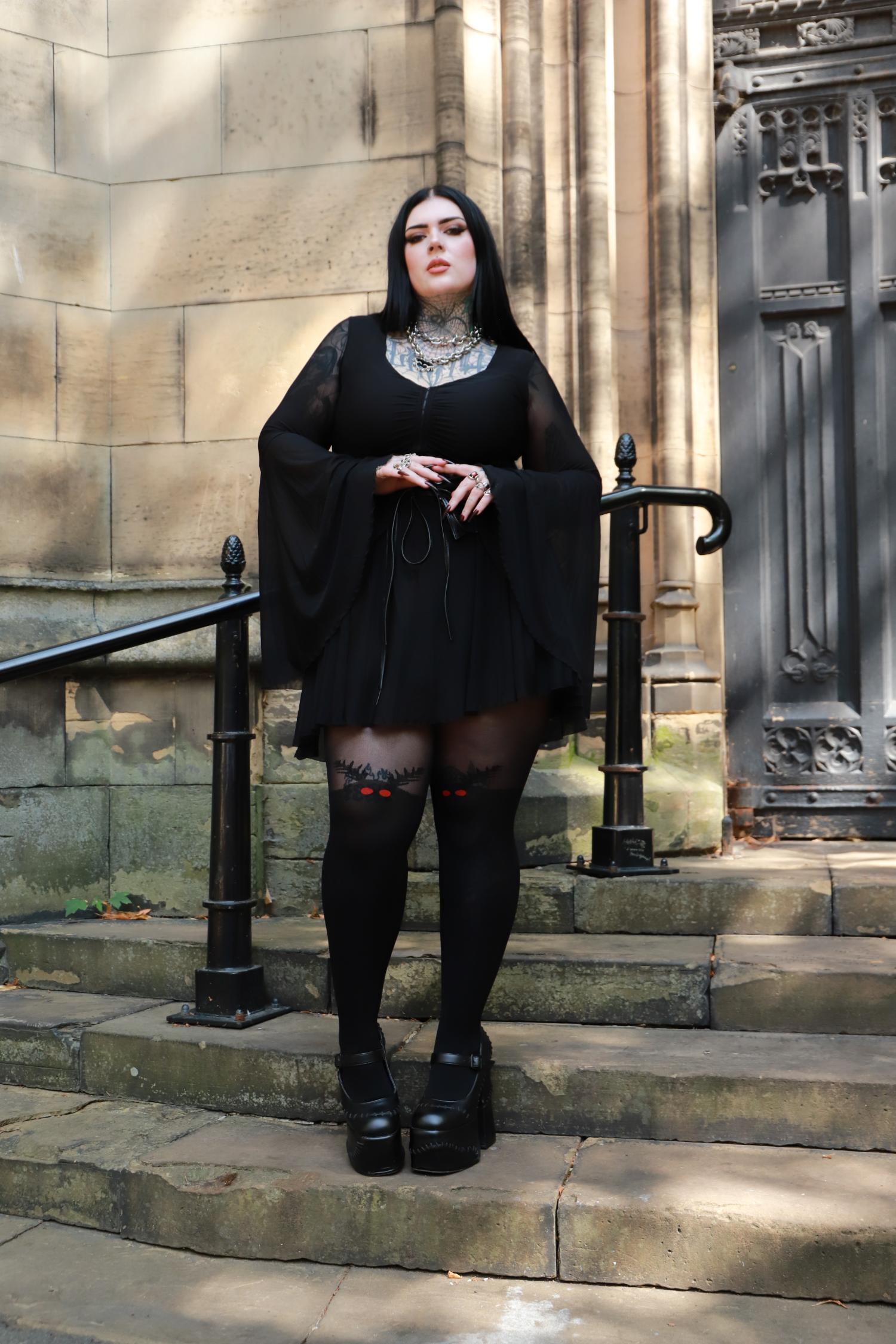 Halloween-Strumpfhose – Mothman – Schwarz