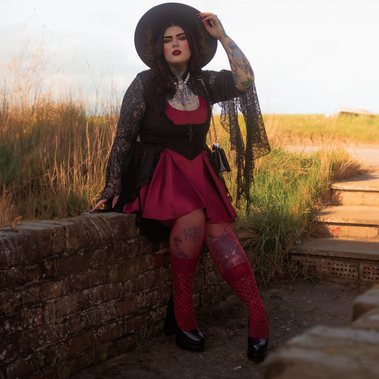 Seoul Chic Strumpfhose in Overknee-Optik - Burgunderrote