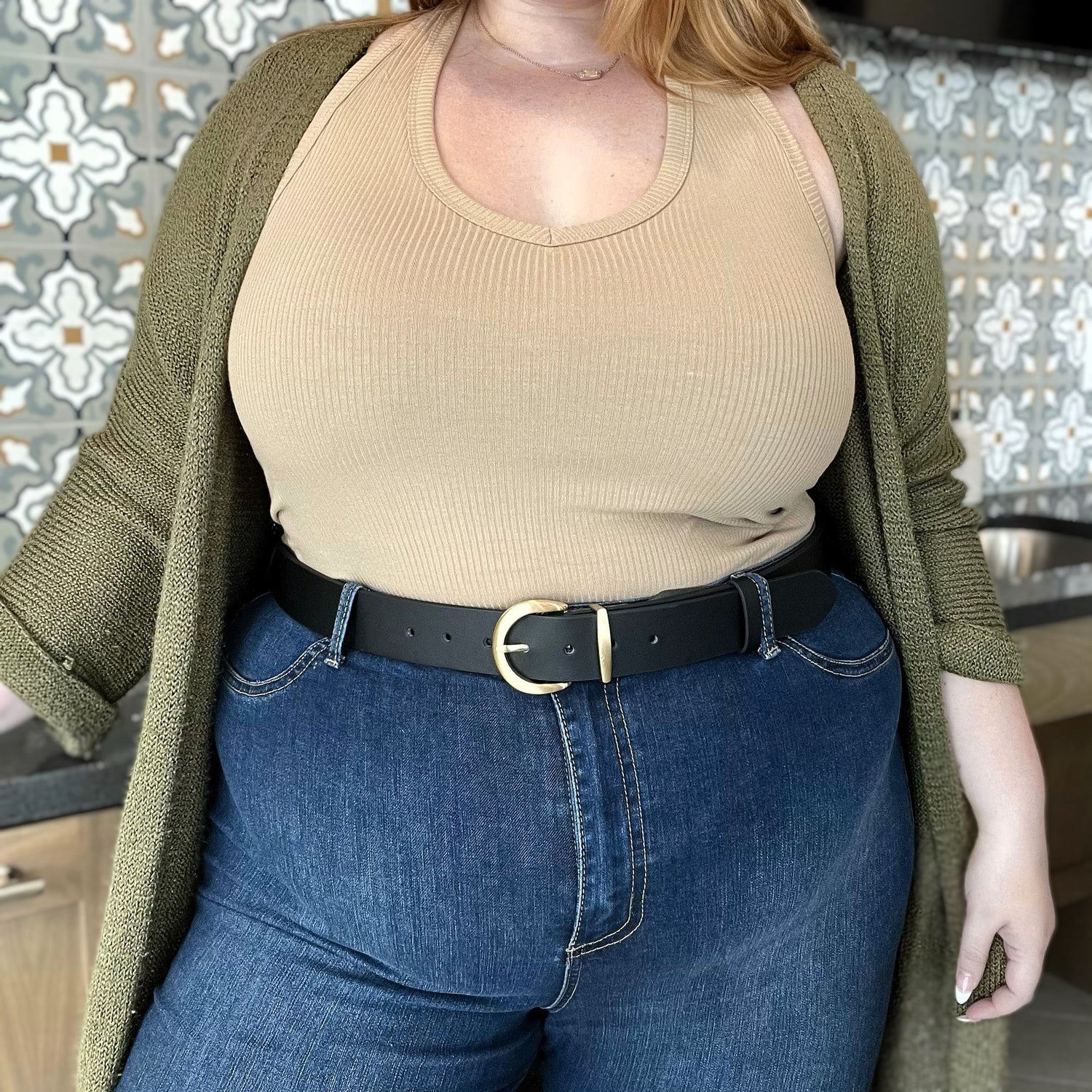 Veganskt läder midjebälte - guld