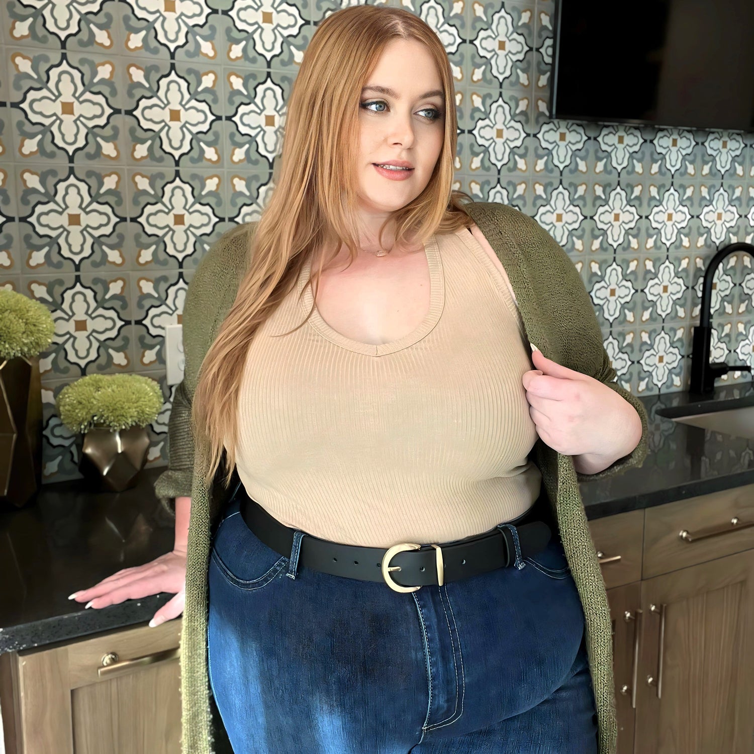 Veganskt läder midjebälte - guld