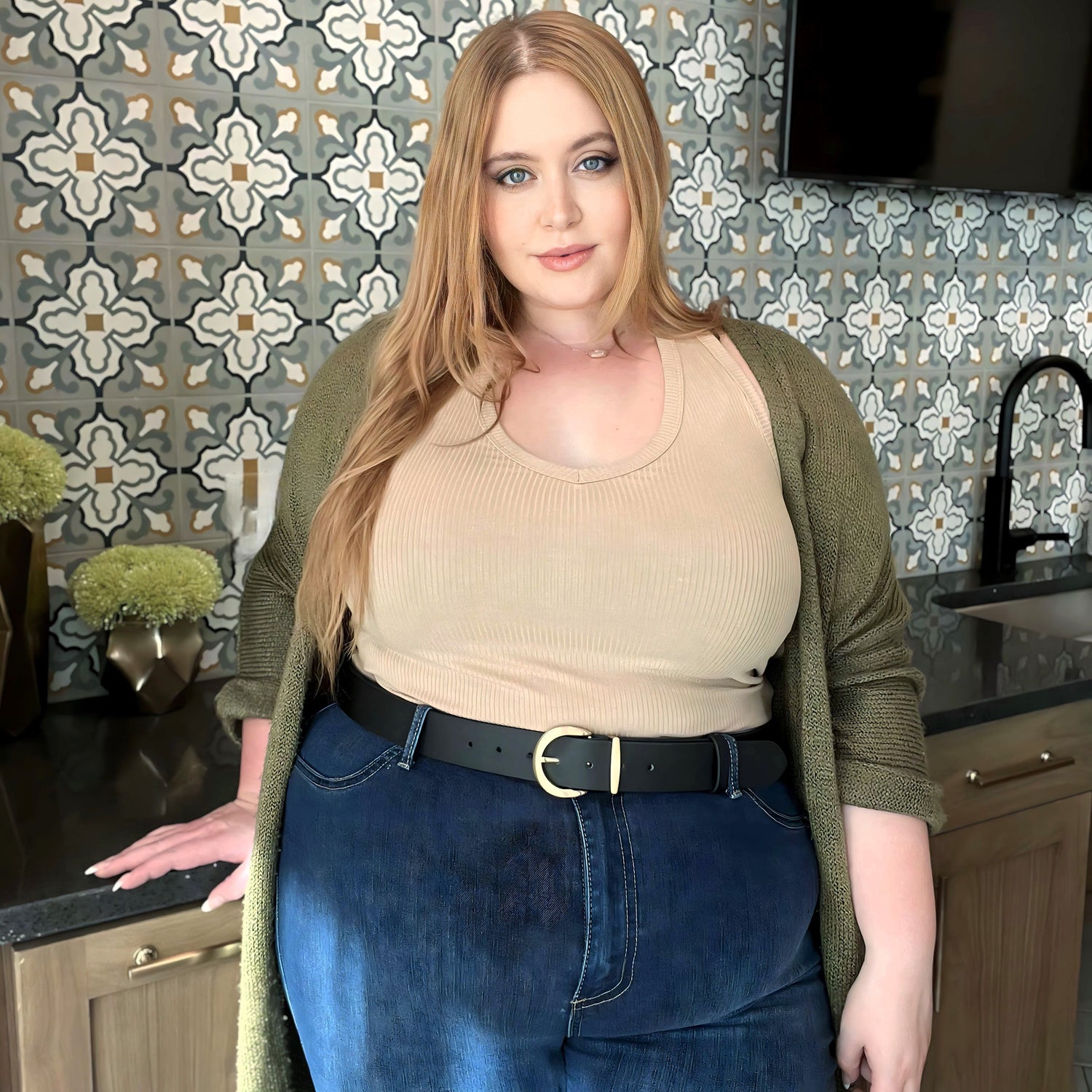 Veganskt läder midjebälte - guld