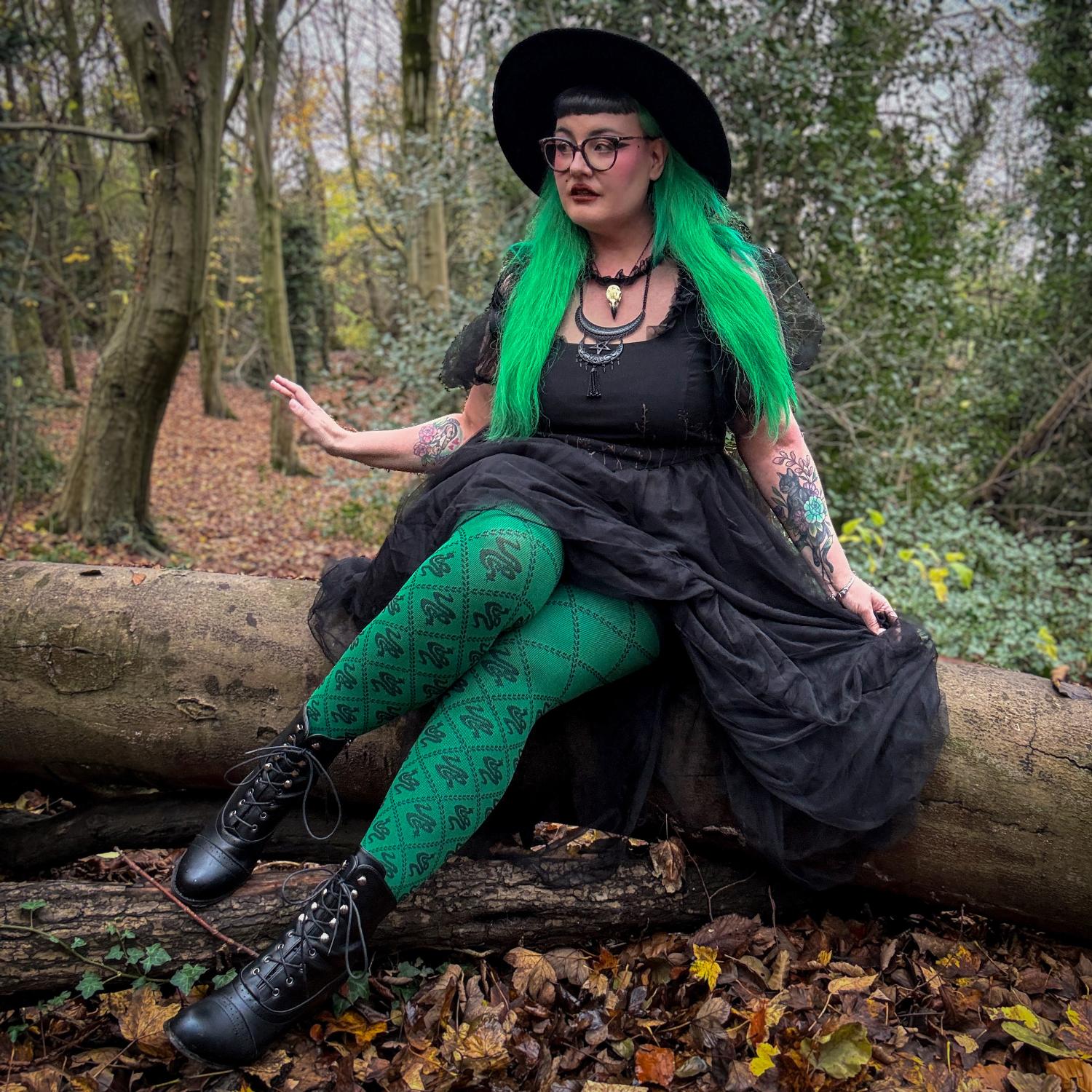 80 Denier Strumpfhosen - Corra Snakes - Foliage Green