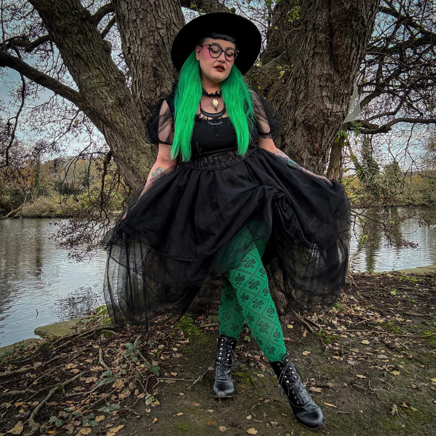 80 Denier Strumpfhosen - Corra Snakes - Foliage Green