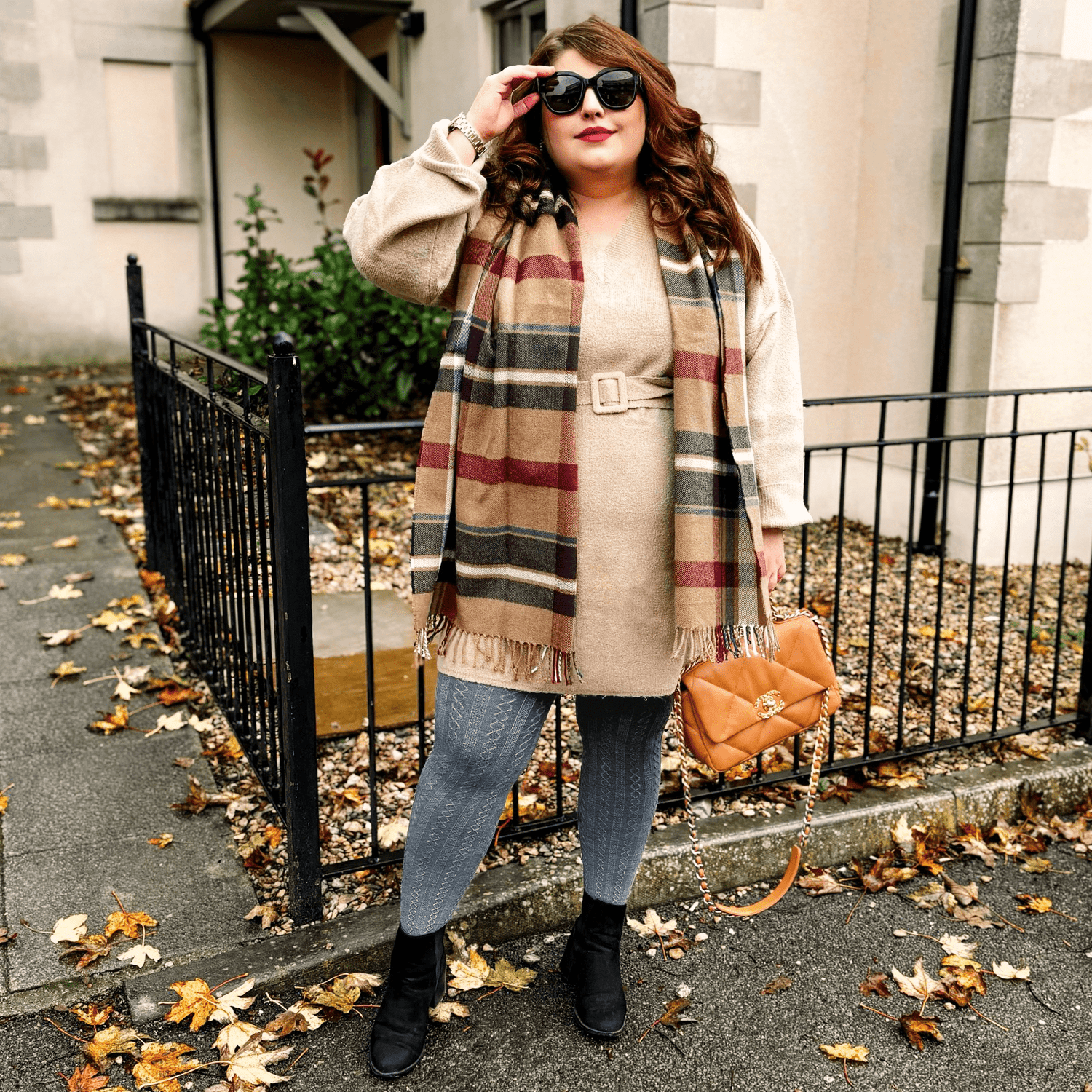 Grannies Zopfstrick Wollstrumpfhosen - Schiefergrau (V2)