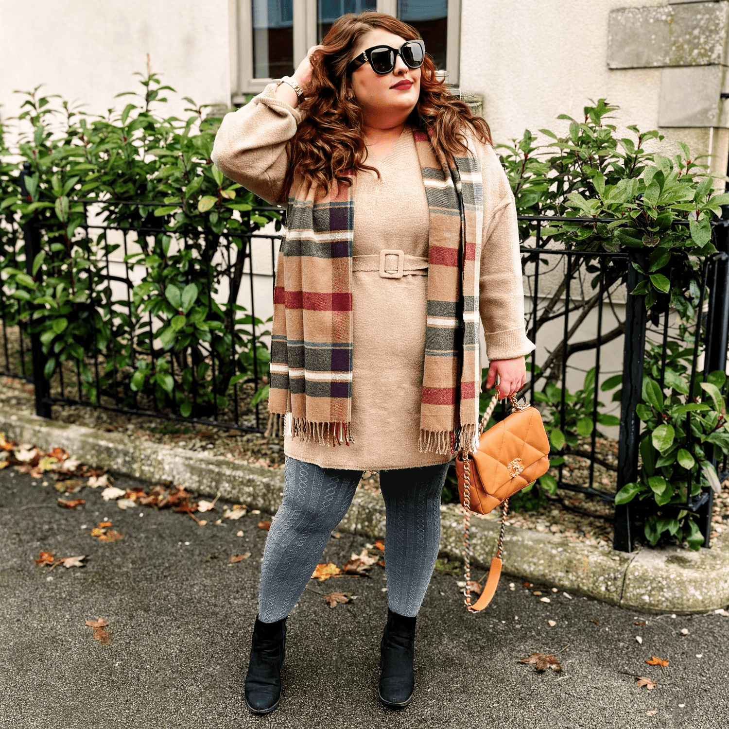 Grannies Zopfstrick Wollstrumpfhosen - Schiefergrau (V2)