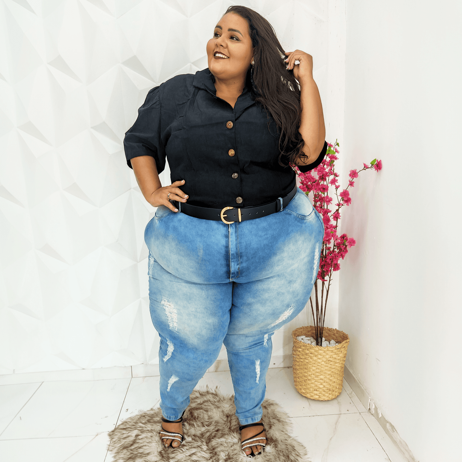 Veganskt läder midjebälte - guld