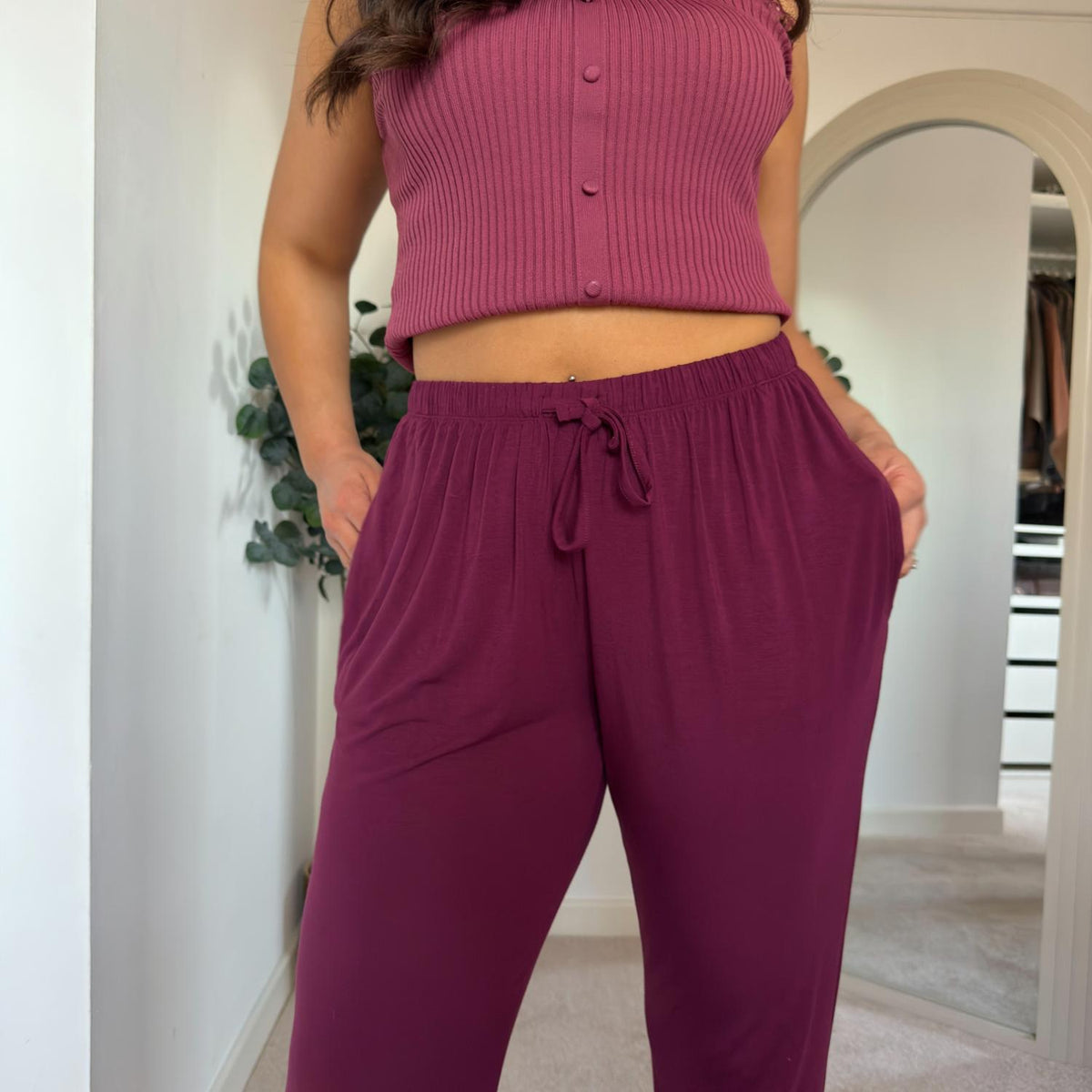 Bambus Lounge-Joggers - Cherry