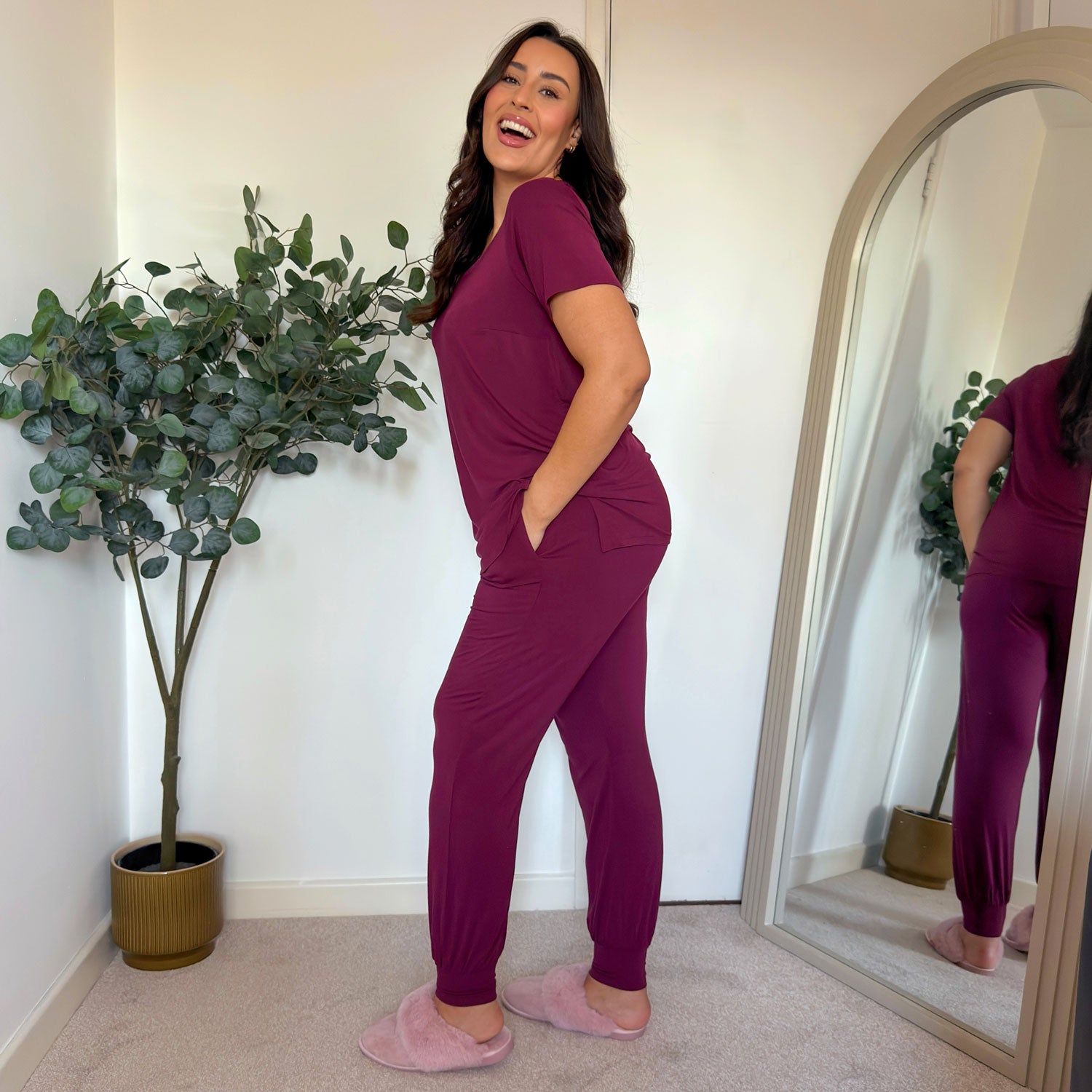 Bambus Lounge-Joggers - Cherry