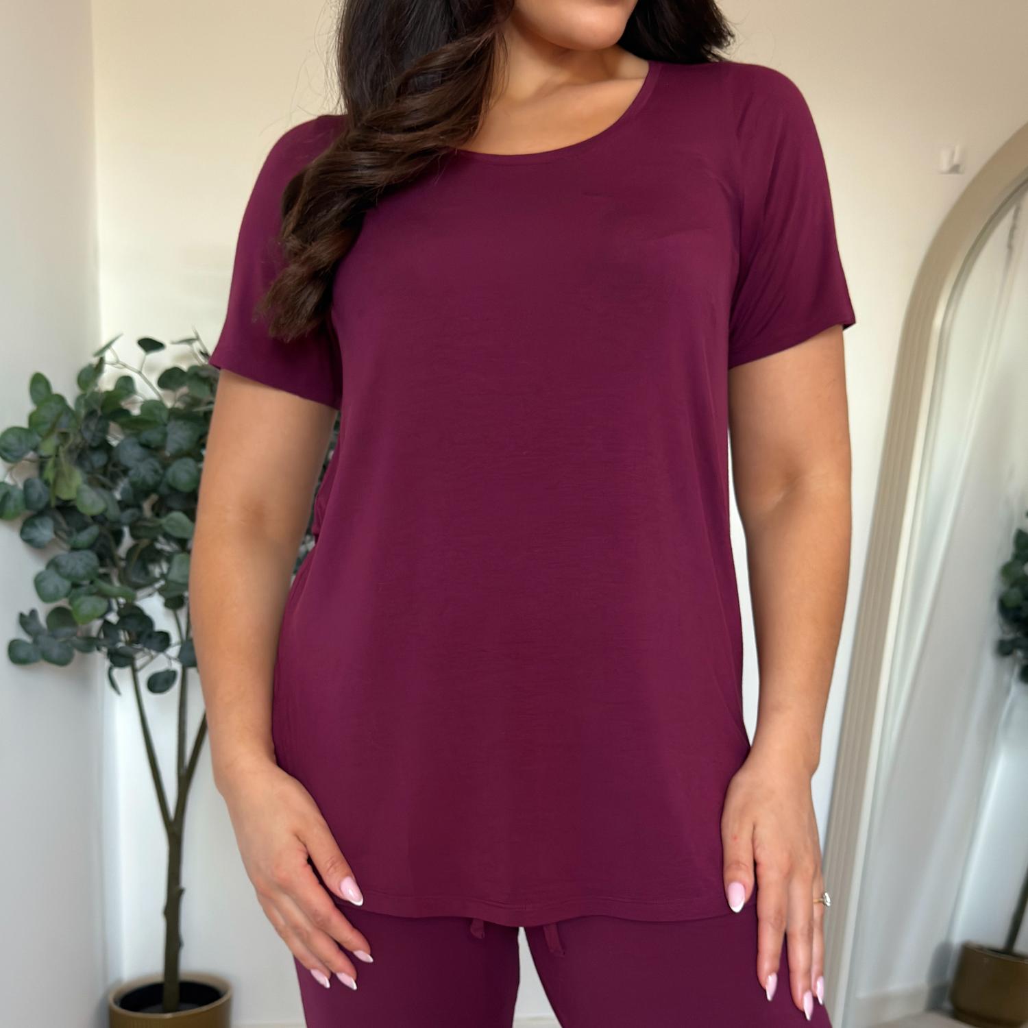 Bambus Lounge-T-Shirt - Cherry