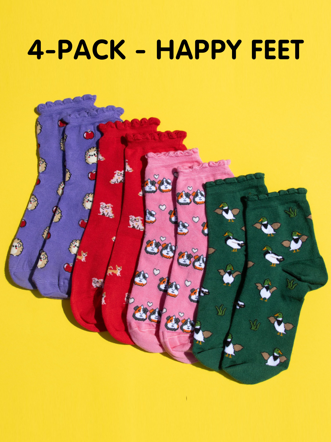 Ultimative Bambus-Knöchelsocken - Happy Feet 4er-Pack